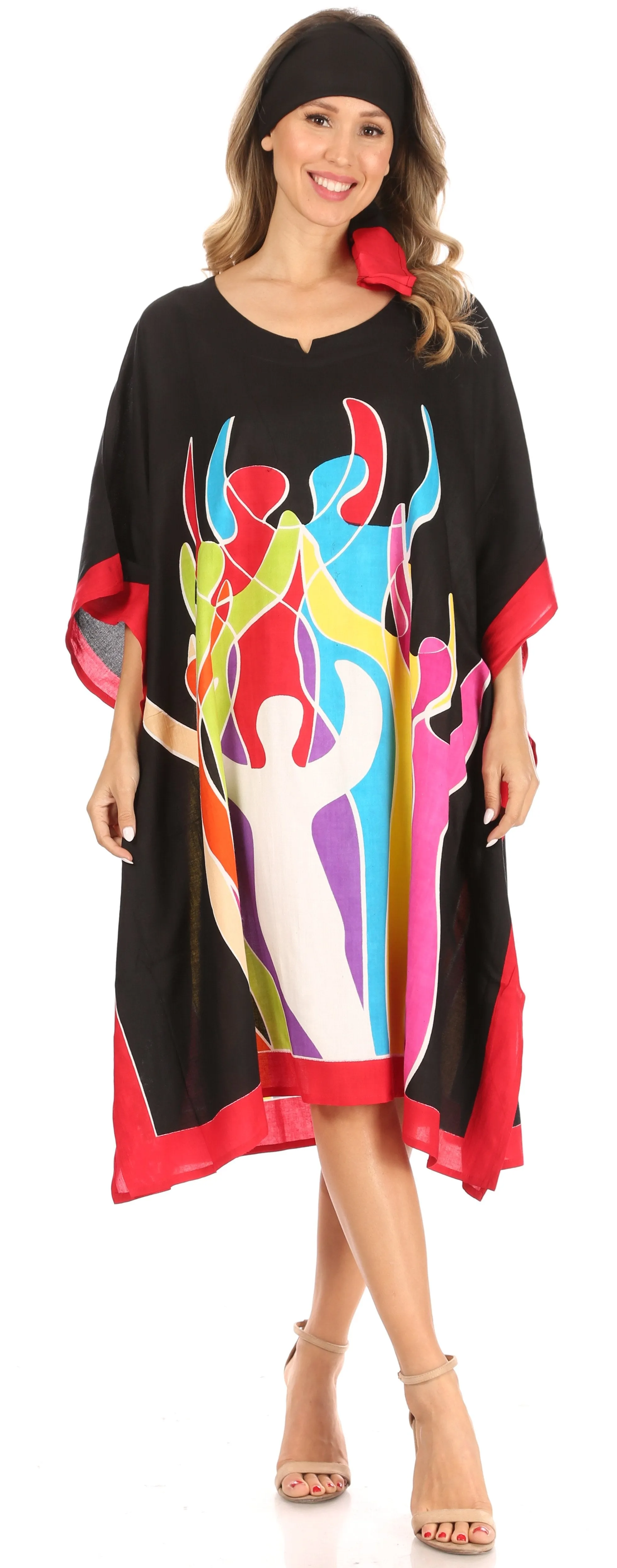 Sakkas Trina Women's Casual Loose Beach Poncho Caftan Dress Cover-up Many Print