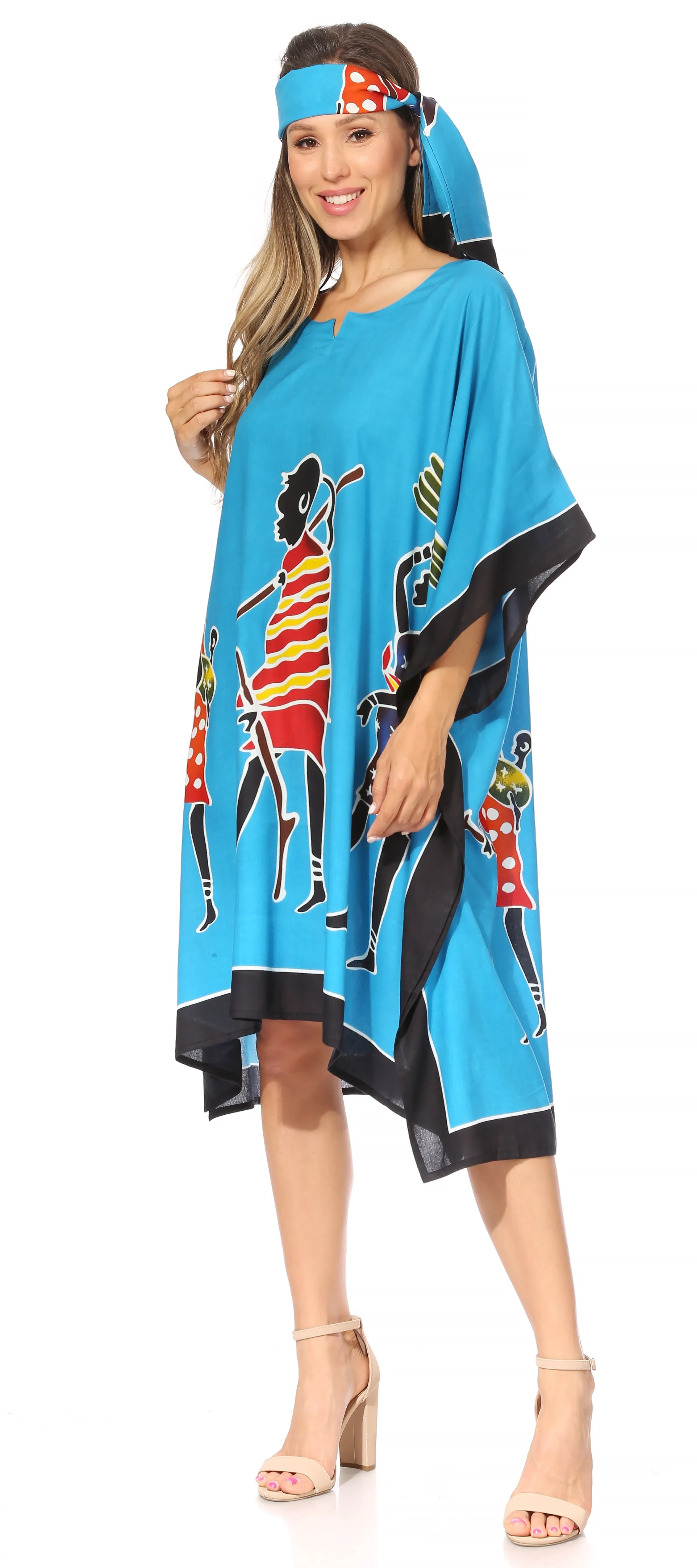 Sakkas Trina Women's Casual Loose Beach Poncho Caftan Dress Cover-up Many Print