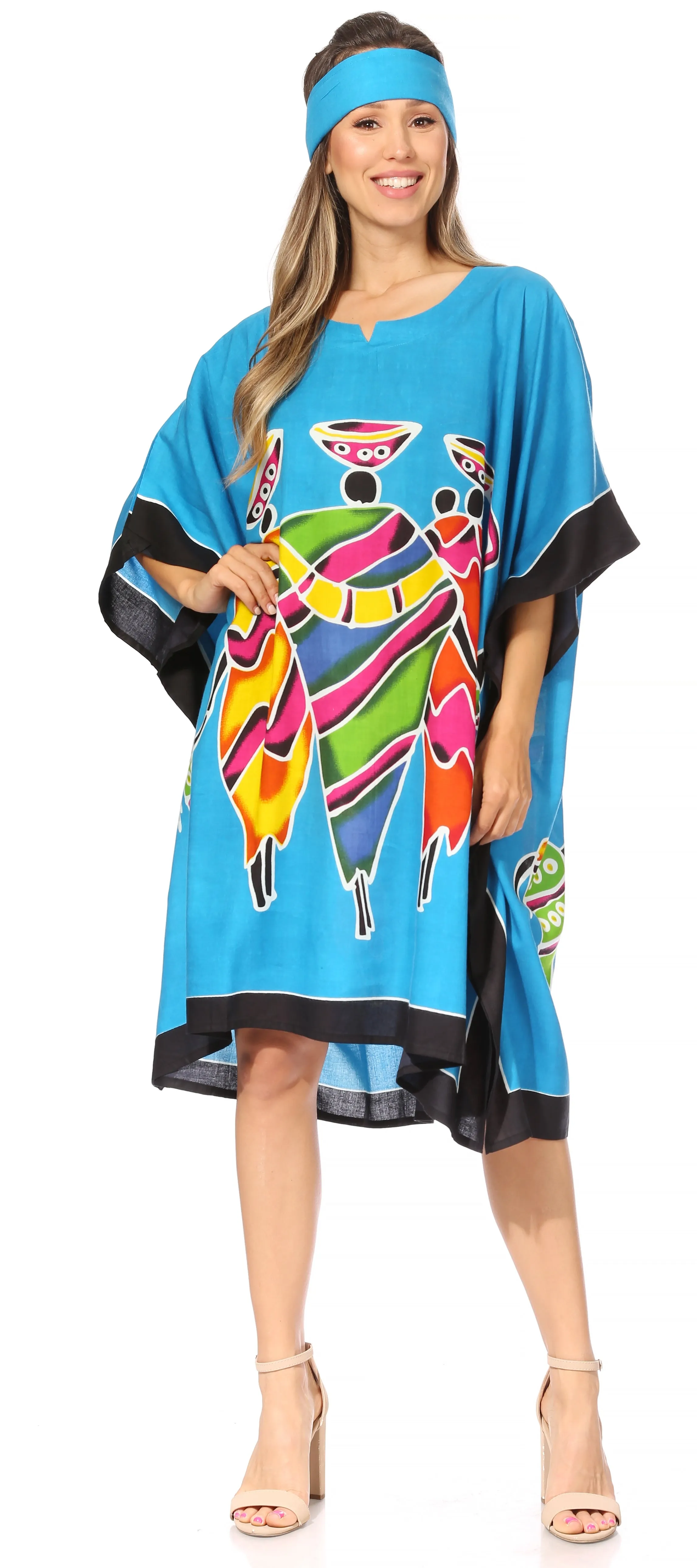 Sakkas Trina Women's Casual Loose Beach Poncho Caftan Dress Cover-up Many Print