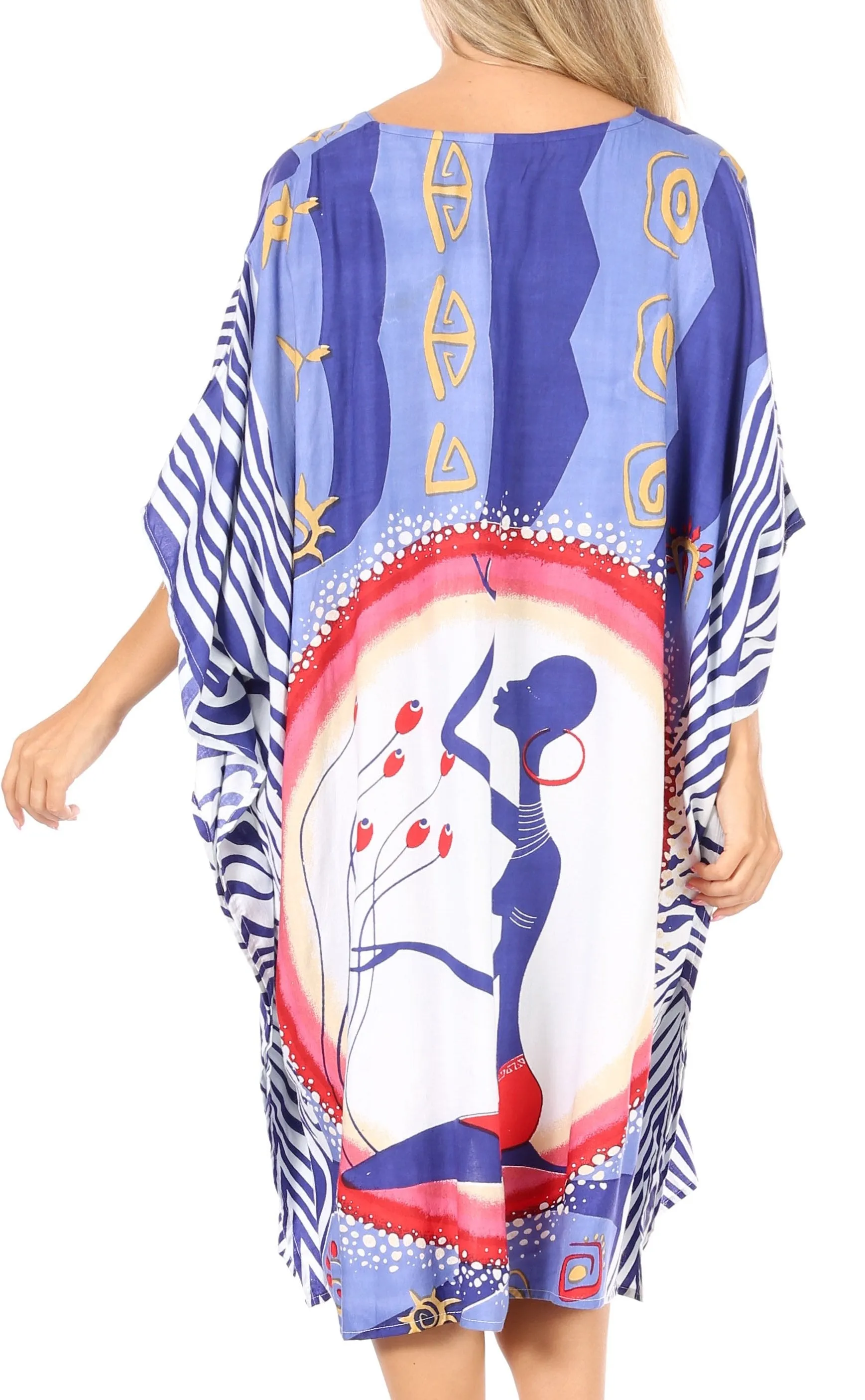 Sakkas Trina Women's Casual Loose Beach Poncho Caftan Dress Cover-up Many Print