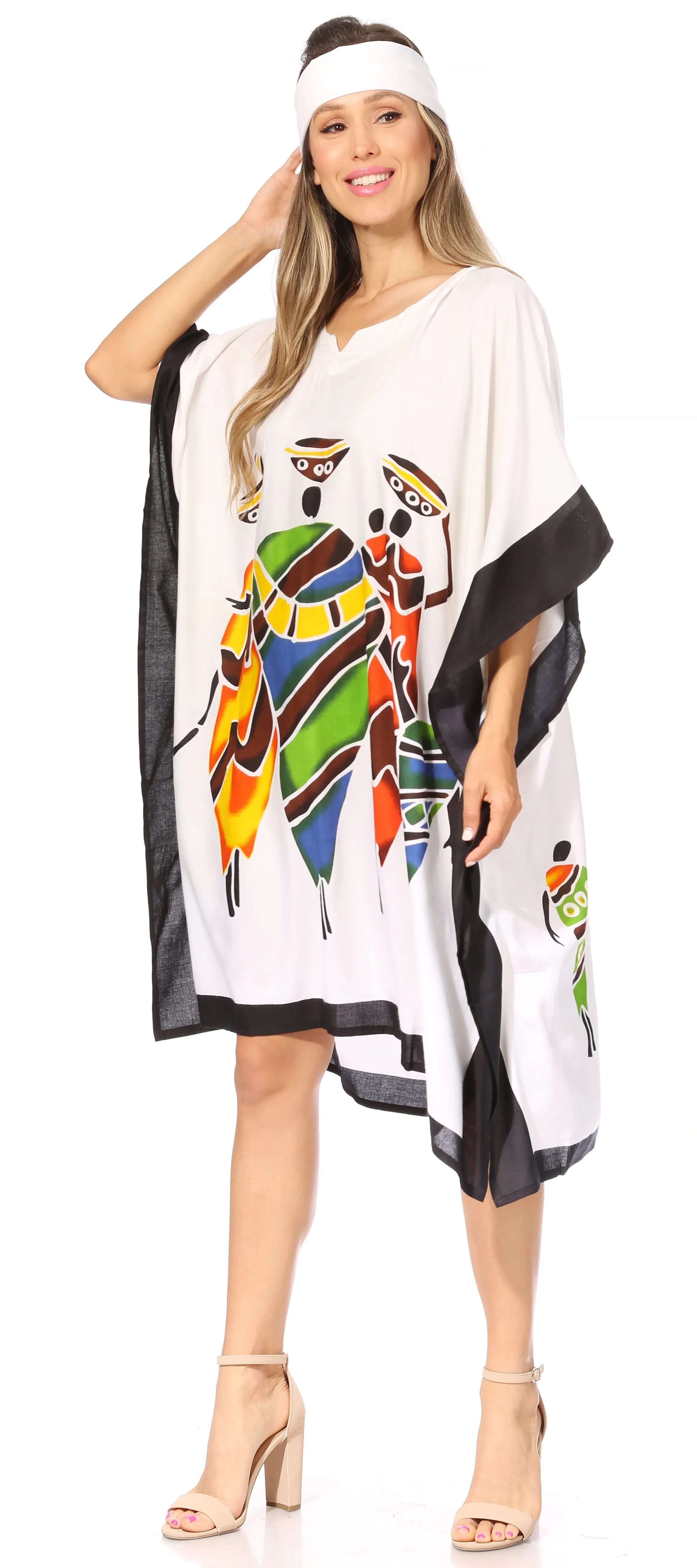 Sakkas Trina Women's Casual Loose Beach Poncho Caftan Dress Cover-up Many Print