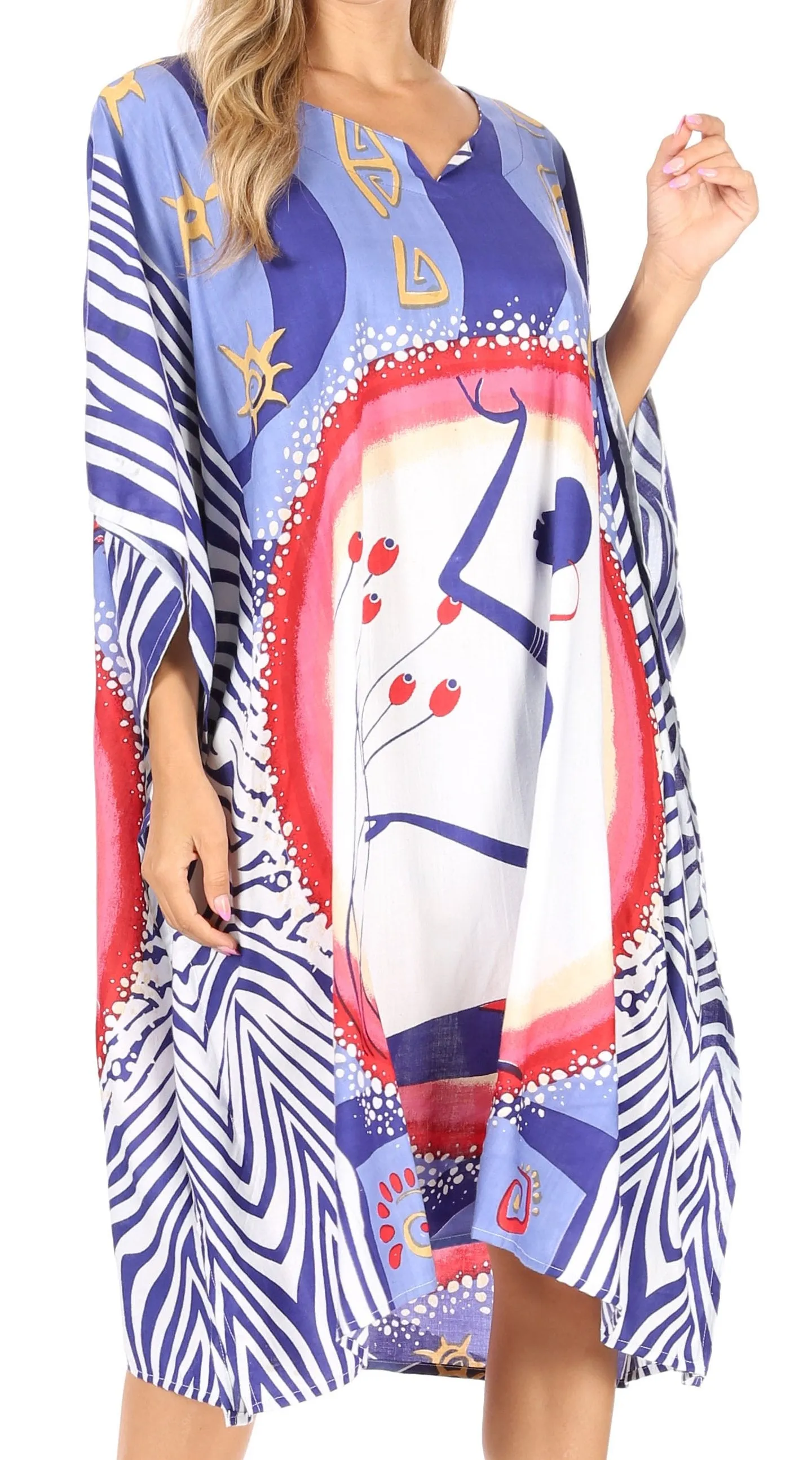 Sakkas Trina Women's Casual Loose Beach Poncho Caftan Dress Cover-up Many Print