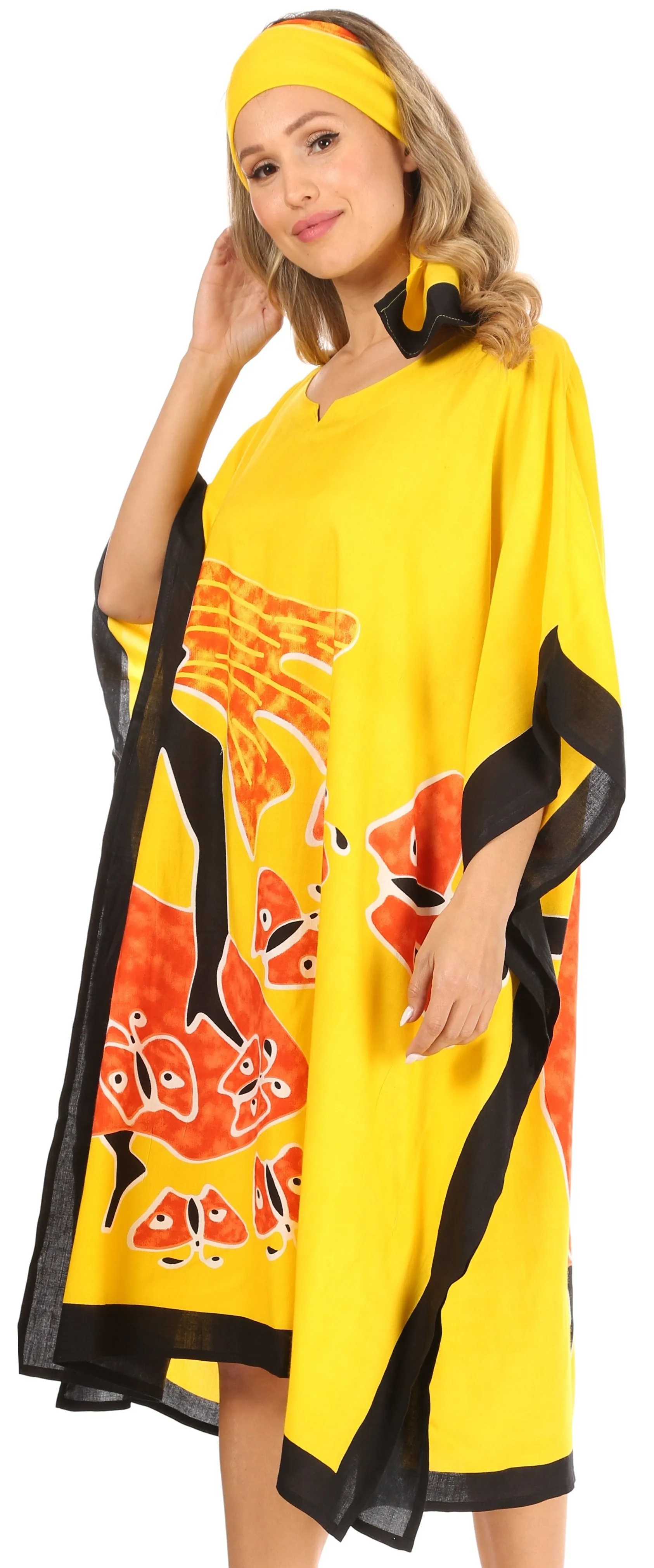 Sakkas Trina Women's Casual Loose Beach Poncho Caftan Dress Cover-up Many Print