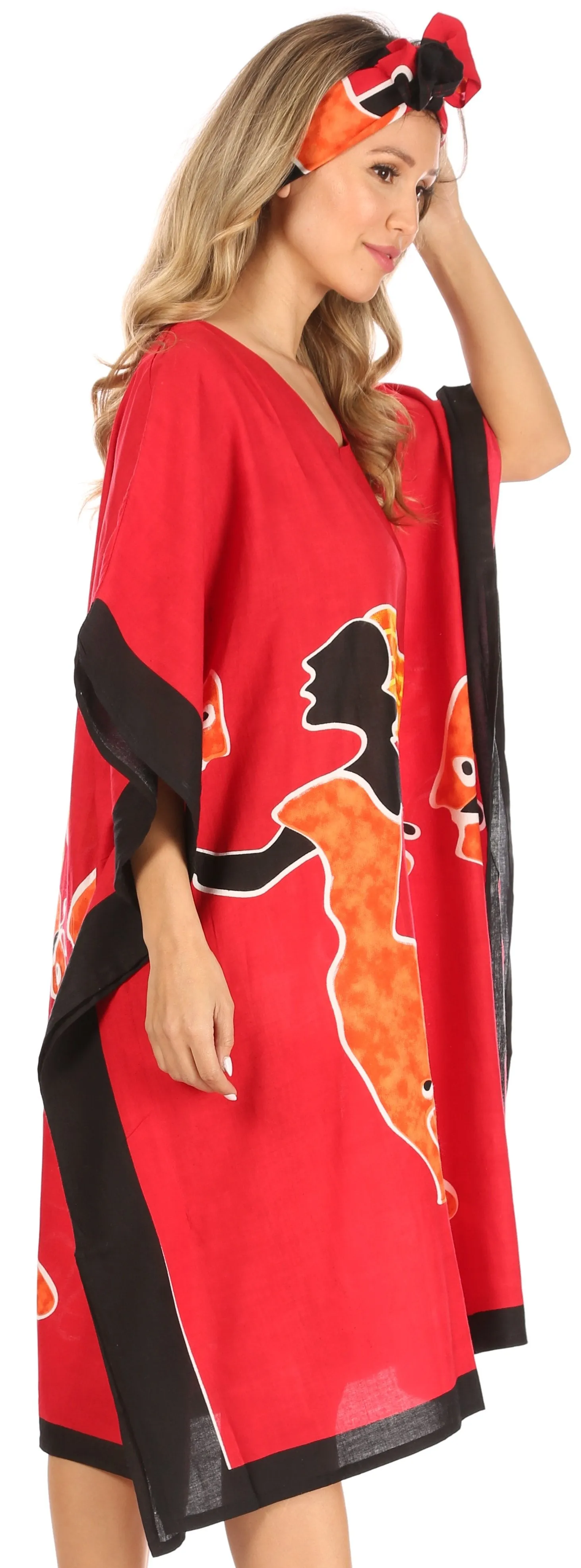 Sakkas Trina Women's Casual Loose Beach Poncho Caftan Dress Cover-up Many Print