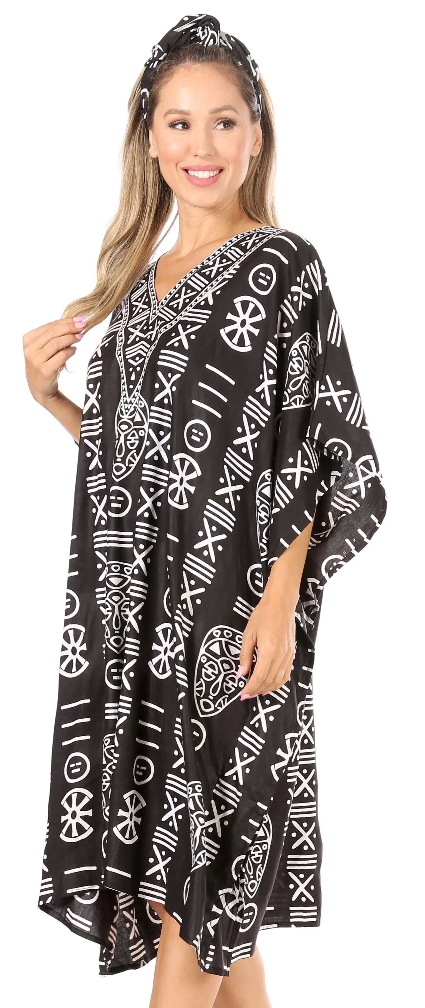 Sakkas Trina Women's Casual Loose Beach Poncho Caftan Dress Cover-up Many Print