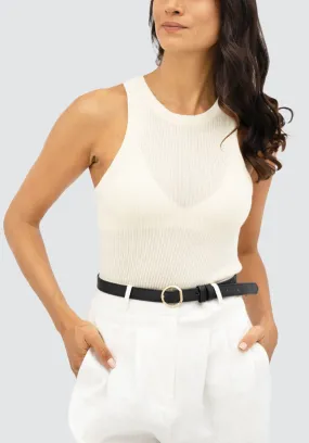 Sao Paulo GRU - Racer Knitted Top | Porcelain