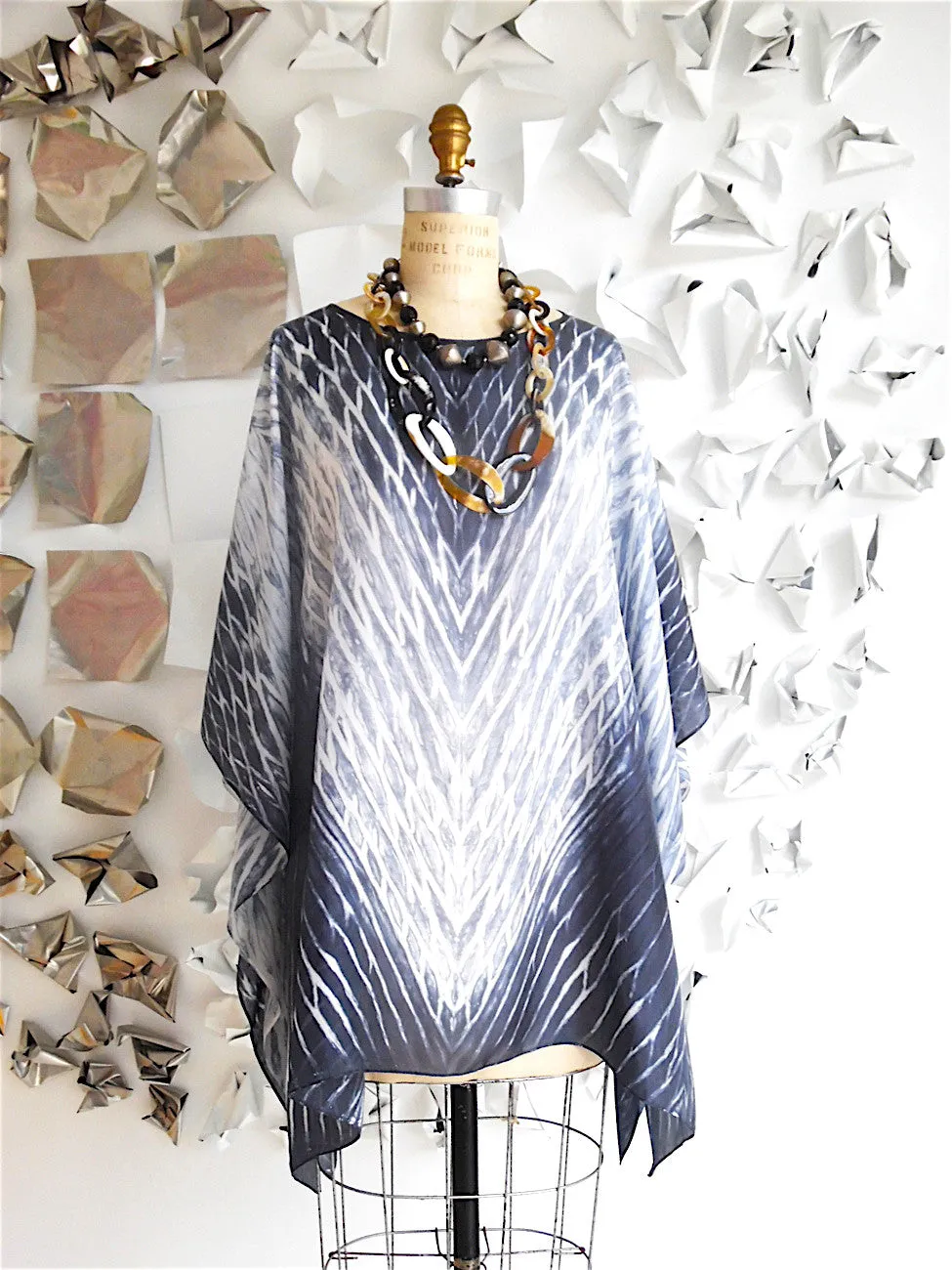 Silk Caftan Hand Painted Shibori Model 2