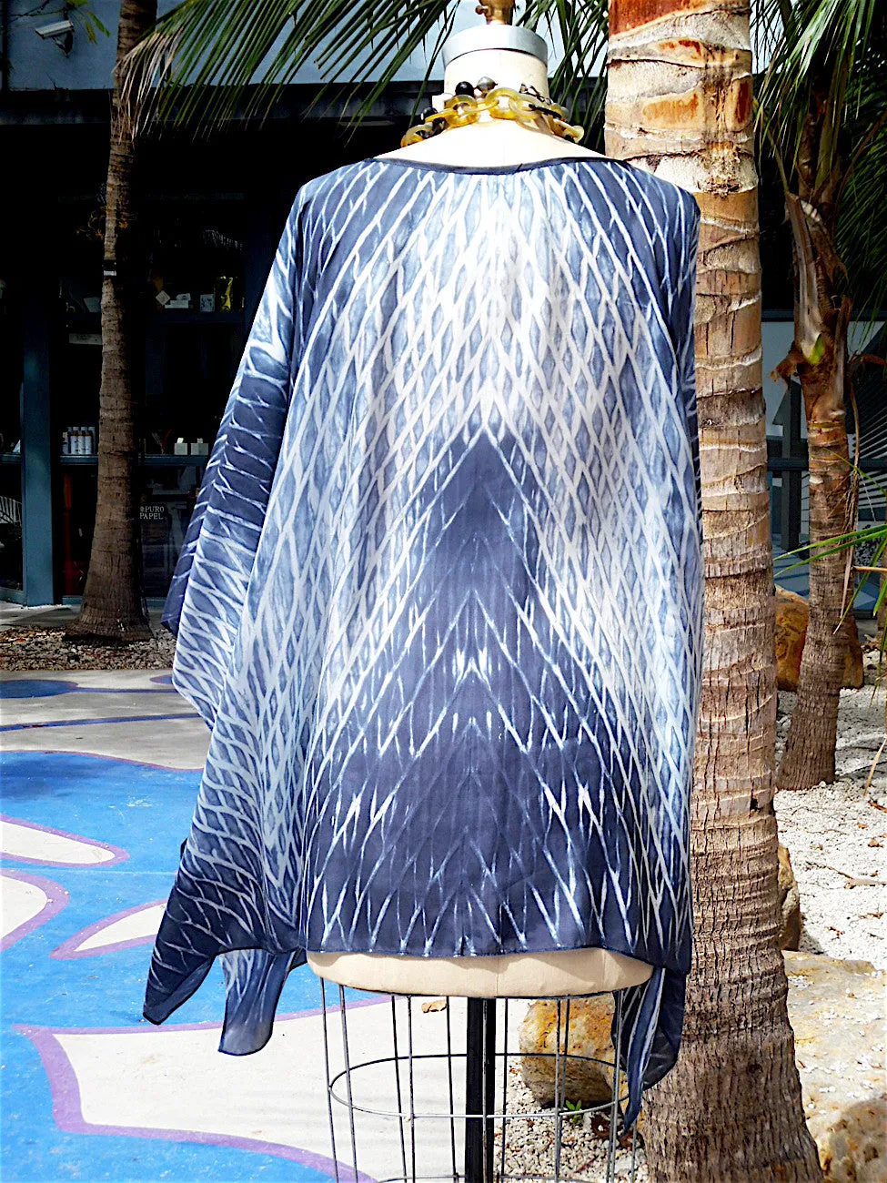 Silk Caftan Hand Painted Shibori Model 2