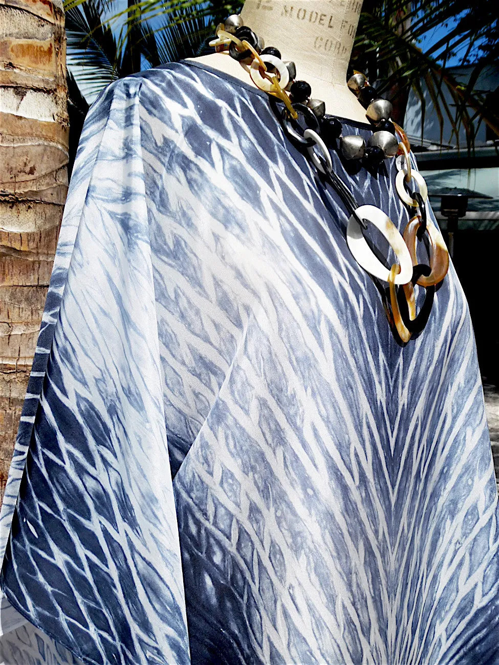 Silk Caftan Hand Painted Shibori Model 2