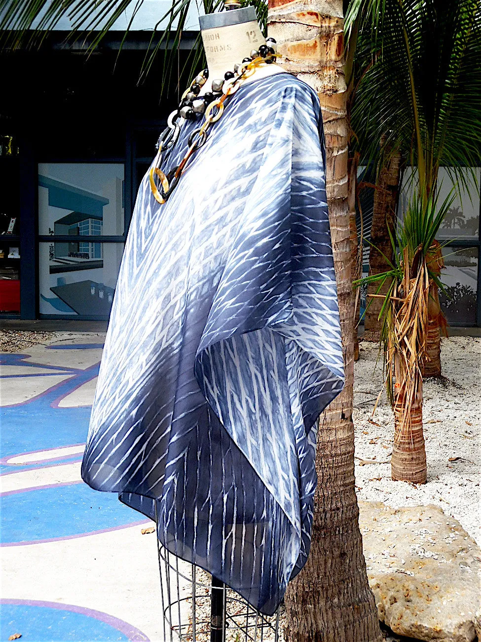 Silk Caftan Hand Painted Shibori Model 2