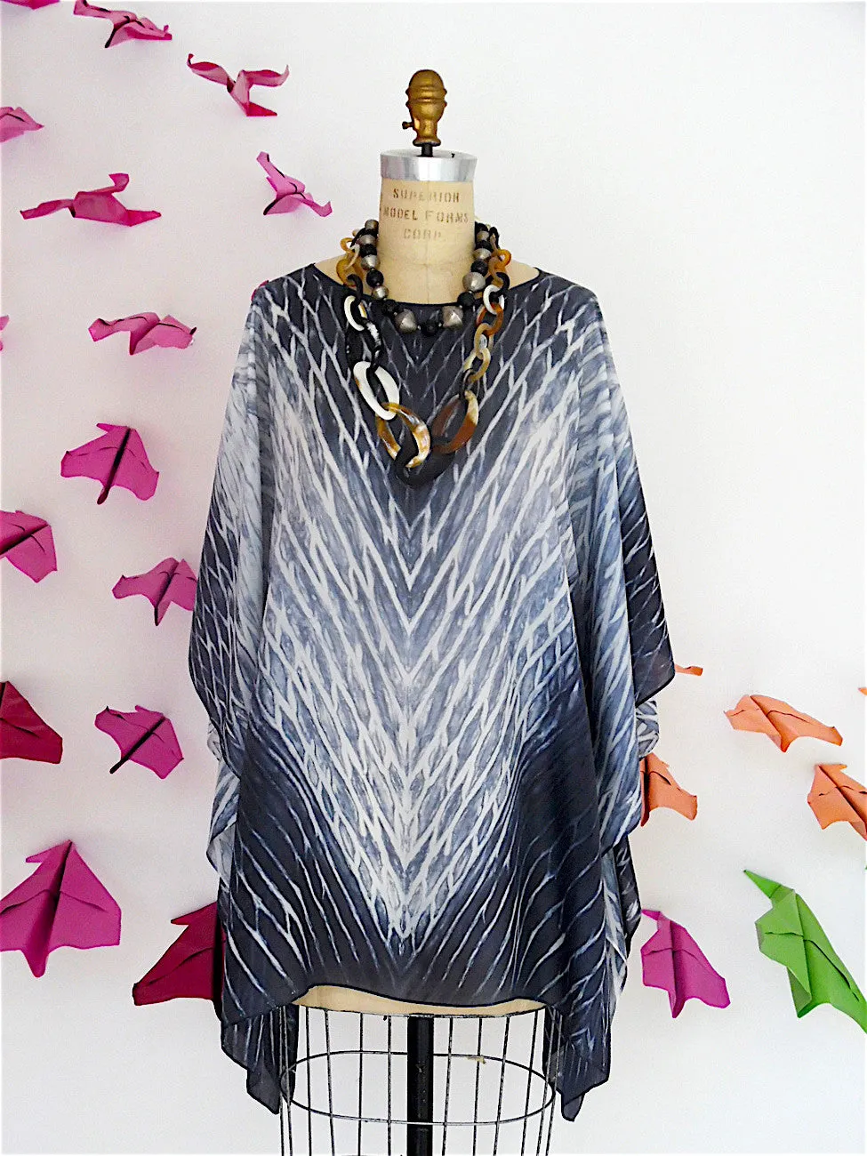 Silk Caftan Hand Painted Shibori Model 2