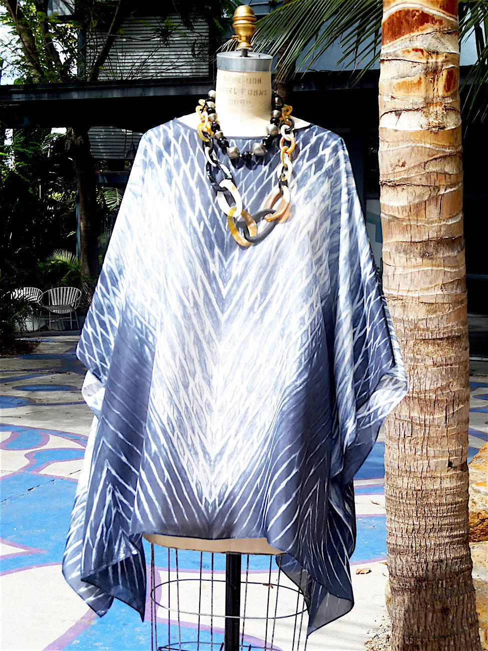 Silk Caftan Hand Painted Shibori Model 2