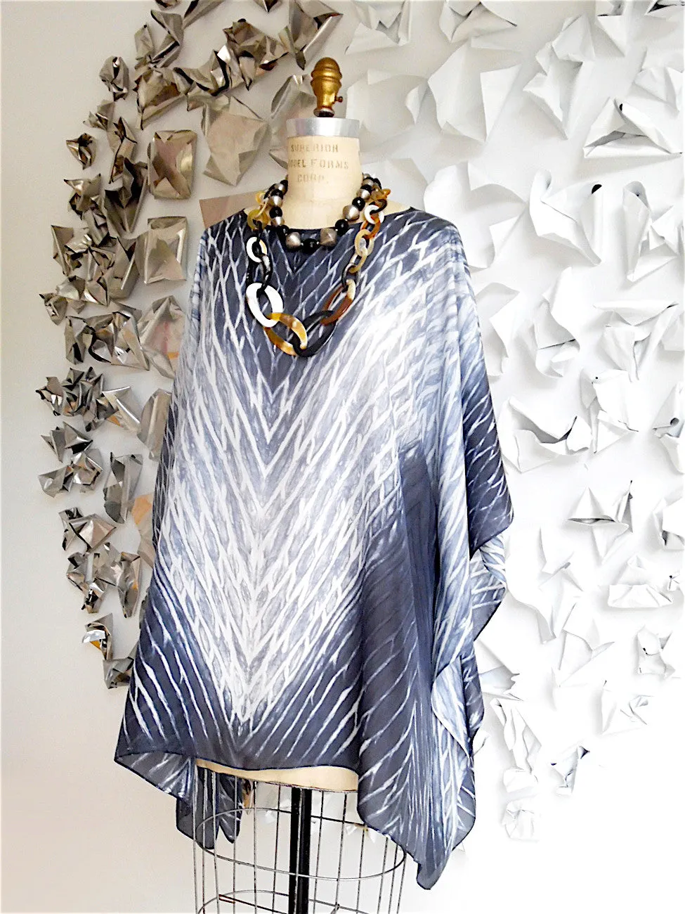 Silk Caftan Hand Painted Shibori Model 2