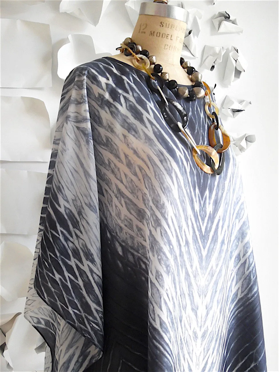 Silk Caftan Hand Painted Shibori Model 2