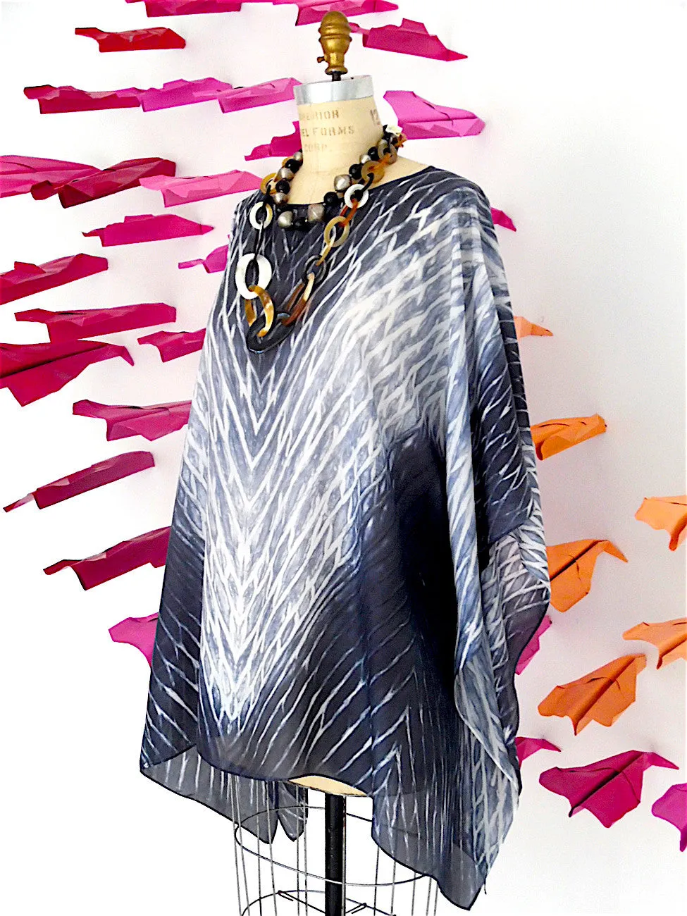 Silk Caftan Hand Painted Shibori Model 2