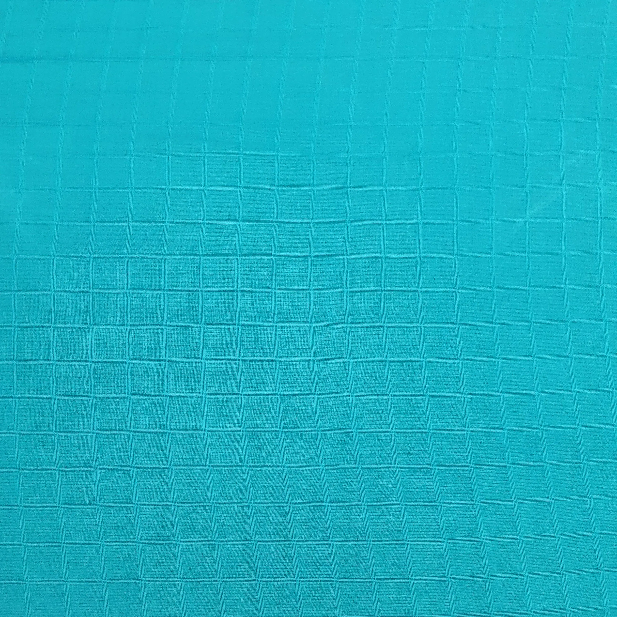 Sky Blue Solid Jacquard Cotton Fabric, Plain Weave 48 Inches