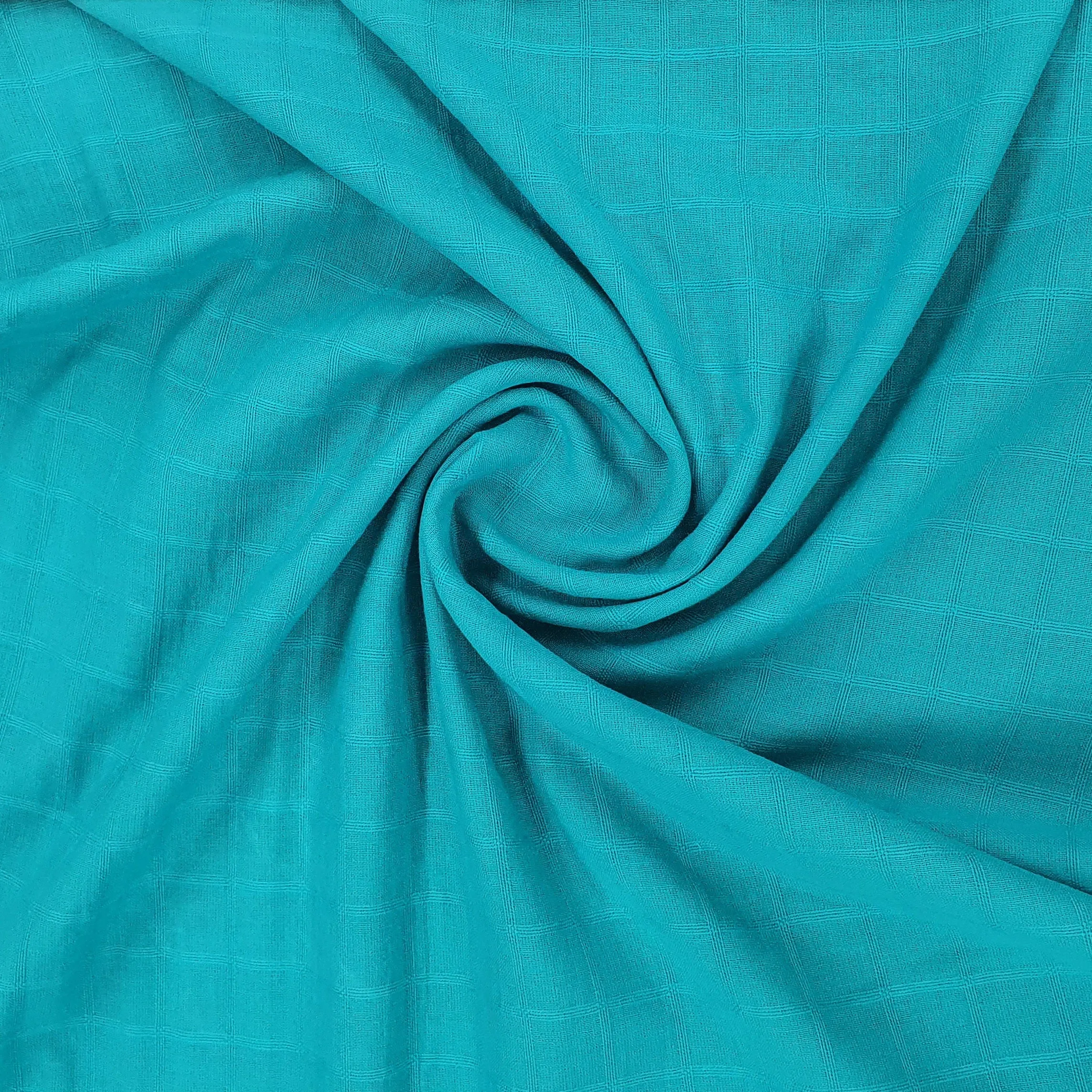 Sky Blue Solid Jacquard Cotton Fabric, Plain Weave 48 Inches