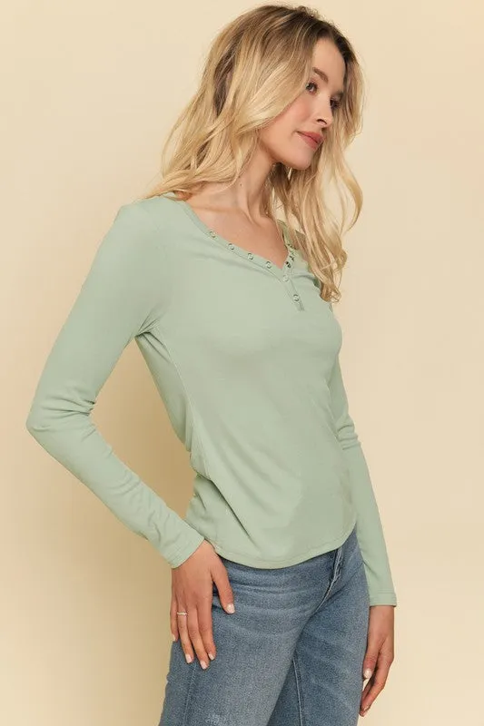 Soft Modal Rib Fitted Henley Top