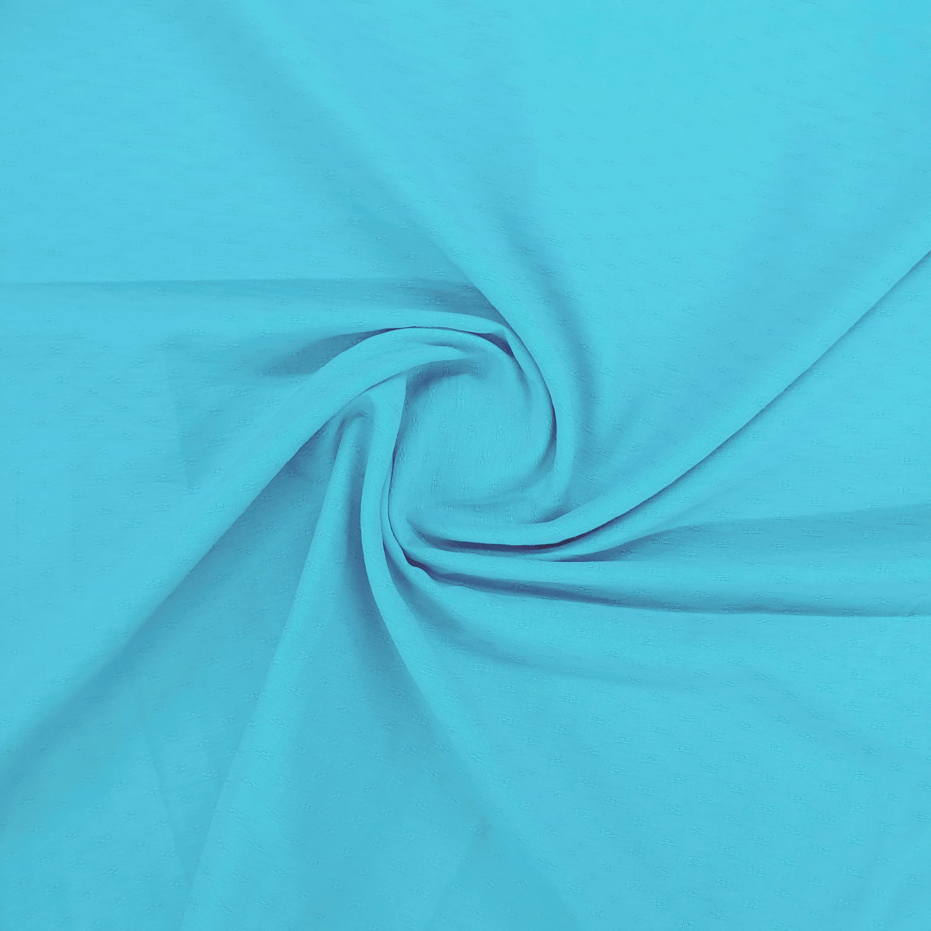 Solid Aqua Blue Jacquard Cotton Fabric, 48 Inches Plain Weave, TU-2016