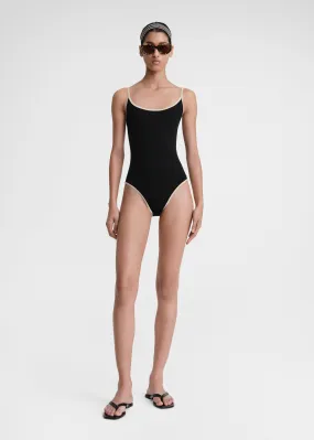 Stripe edge swimsuit black