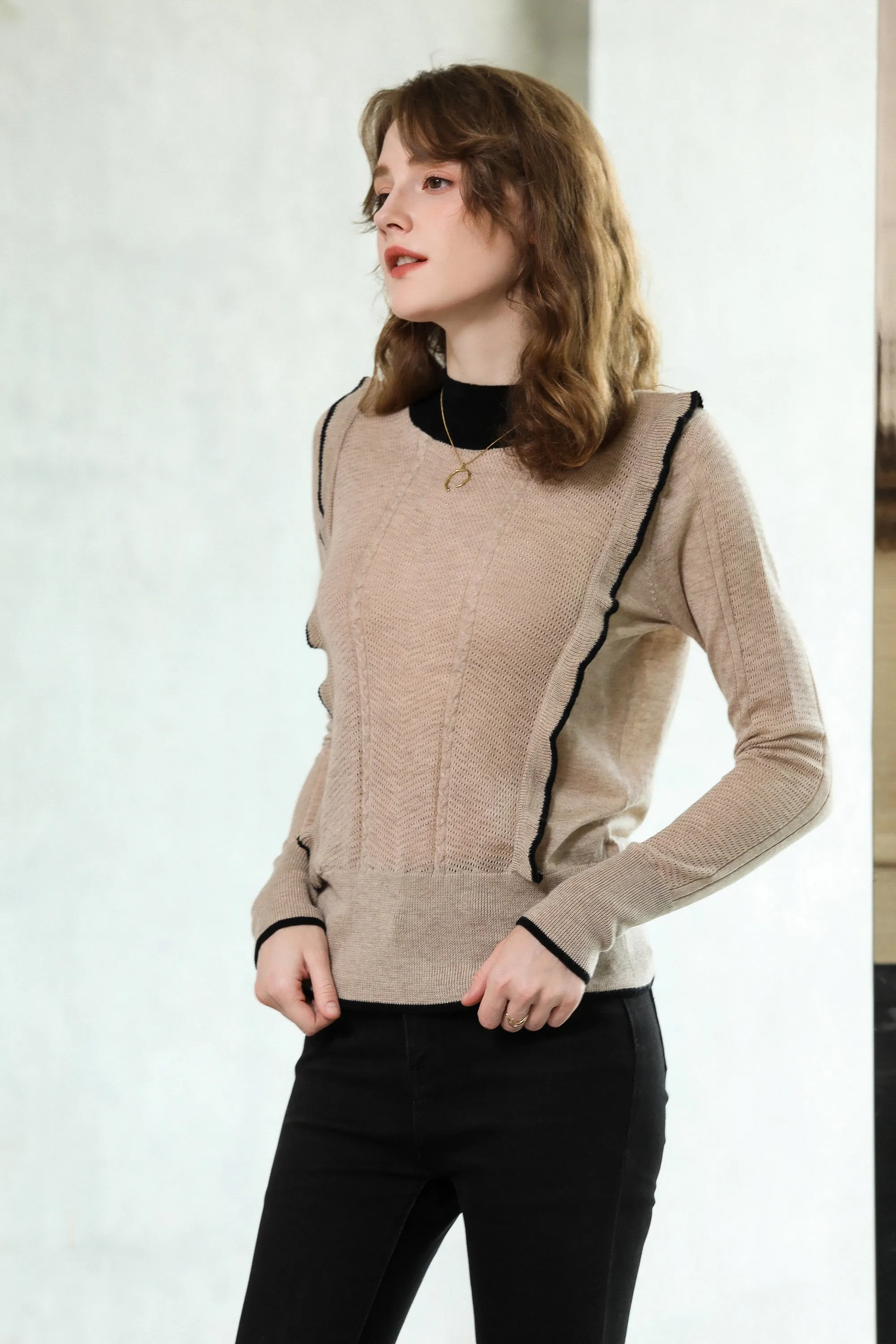 Sylphide | Carole Ruffle Wool Blend Sweater