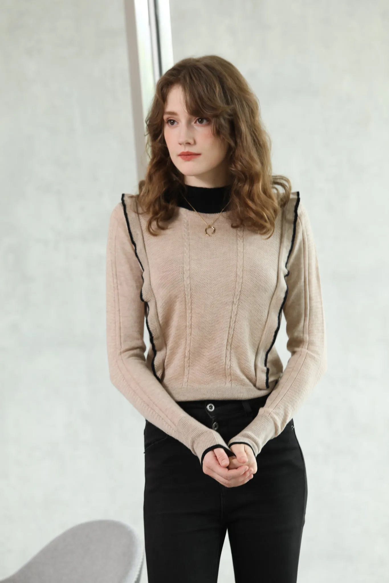 Sylphide | Carole Ruffle Wool Blend Sweater