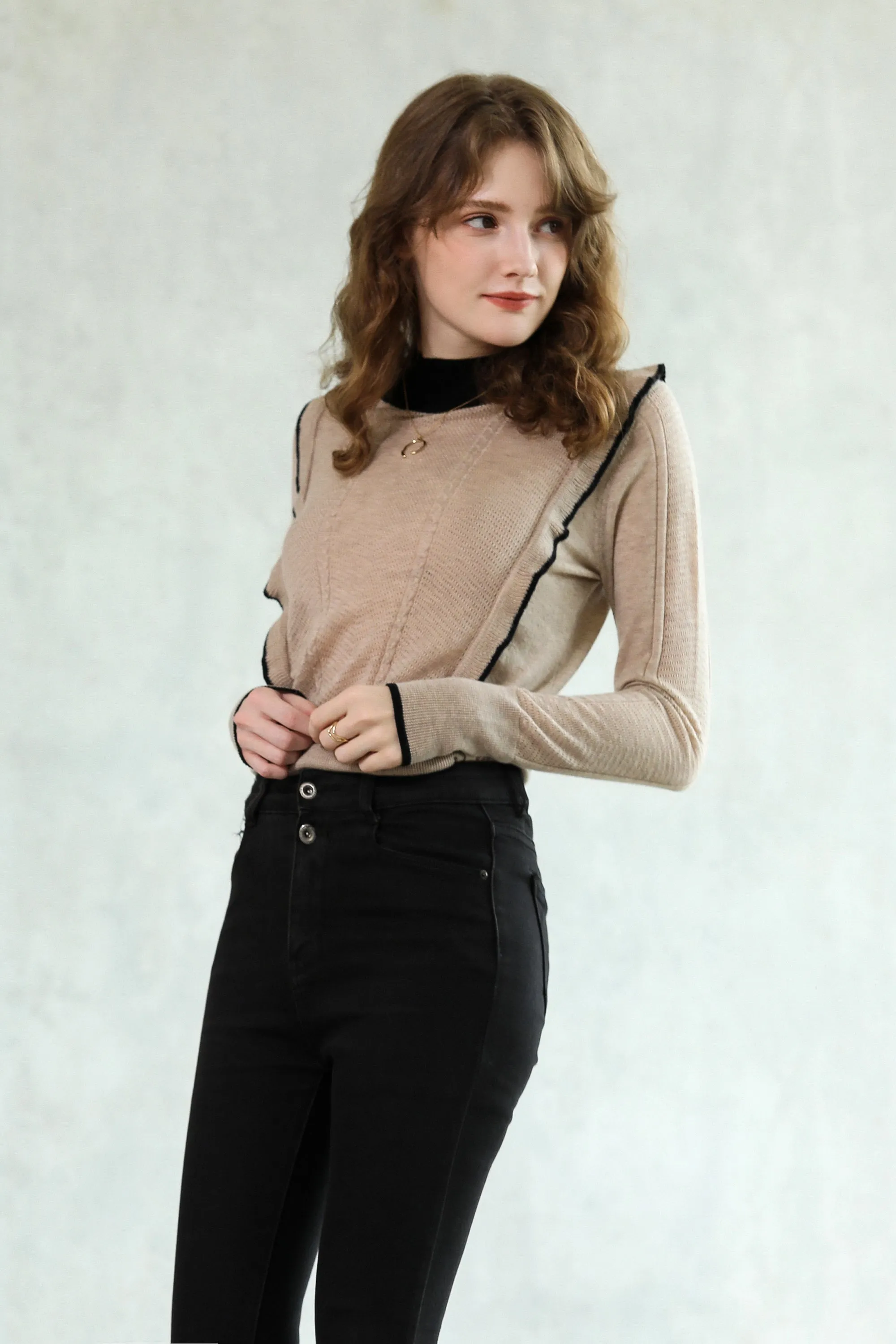 Sylphide | Carole Ruffle Wool Blend Sweater