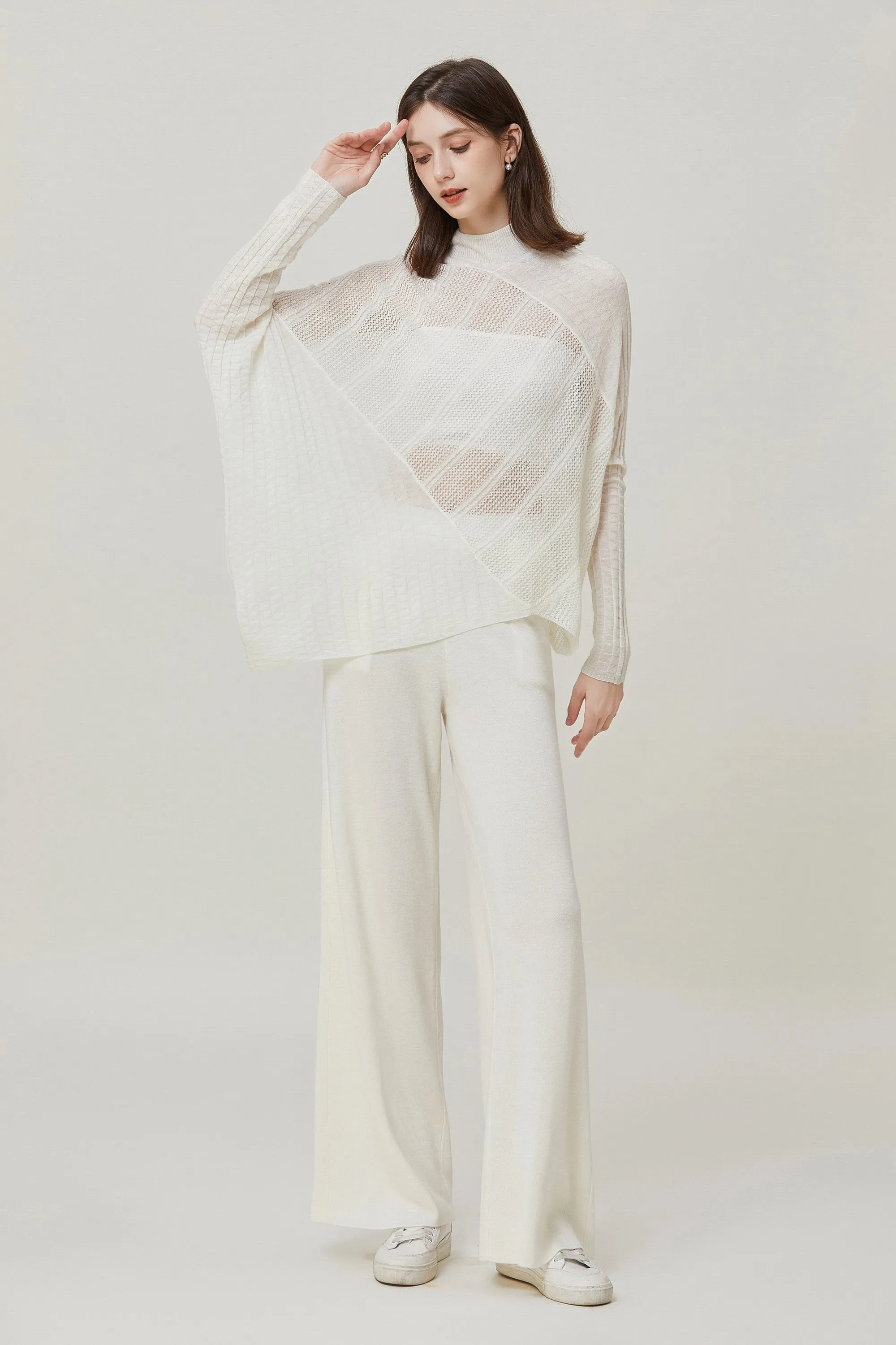 Sylphide | Lille White Semi-Sheer Wool Top