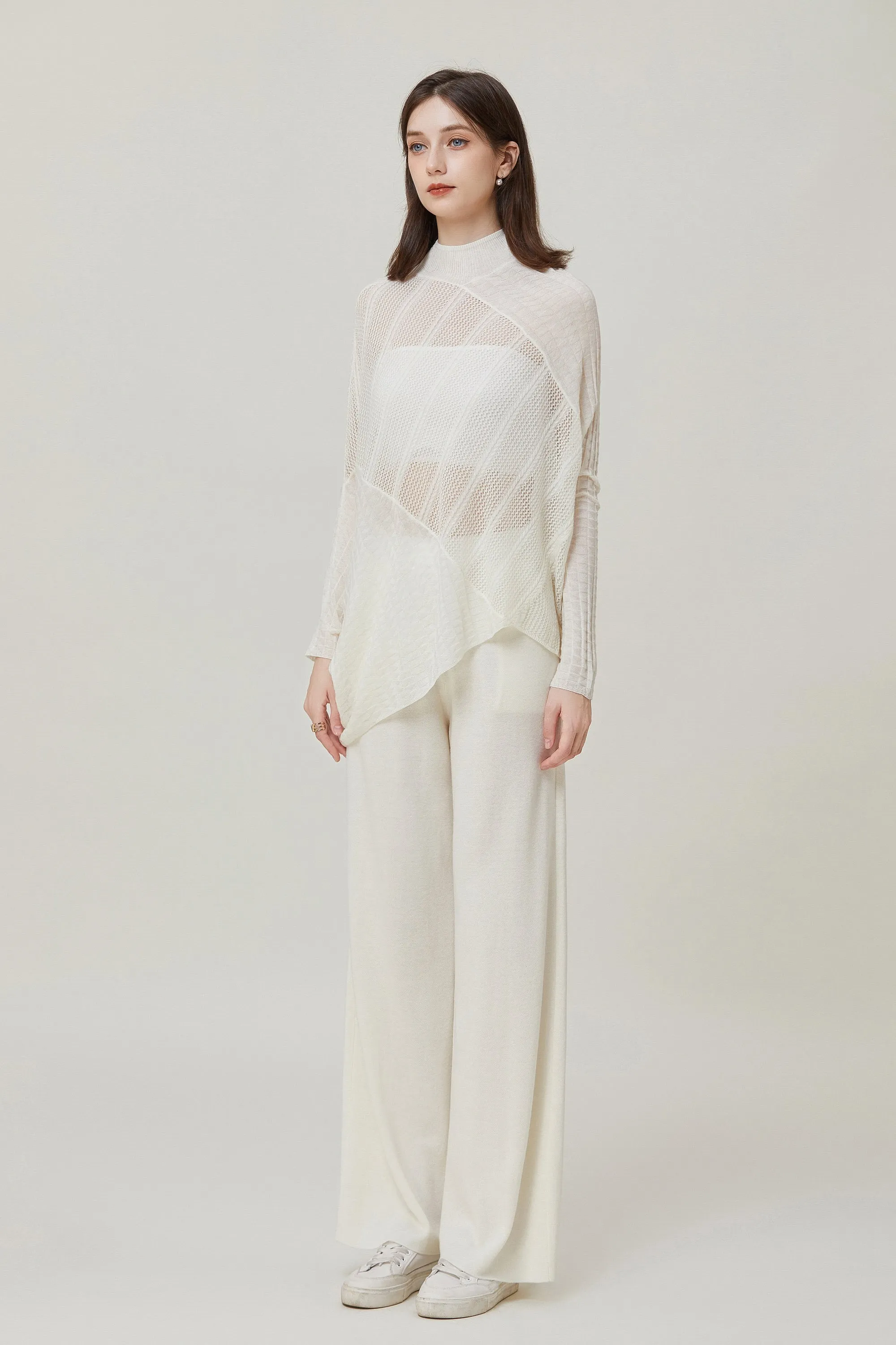 Sylphide | Lille White Semi-Sheer Wool Top