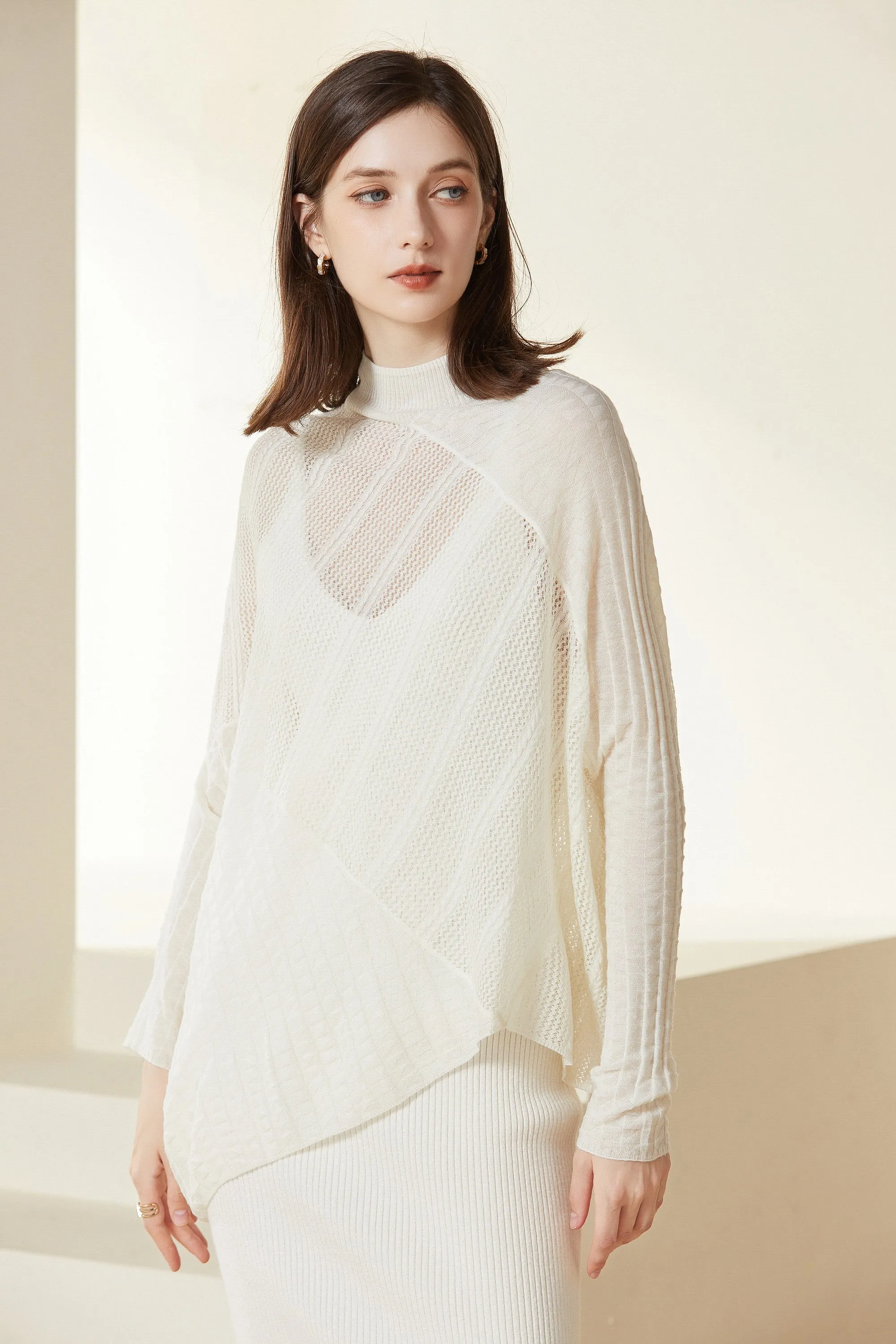 Sylphide | Lille White Semi-Sheer Wool Top