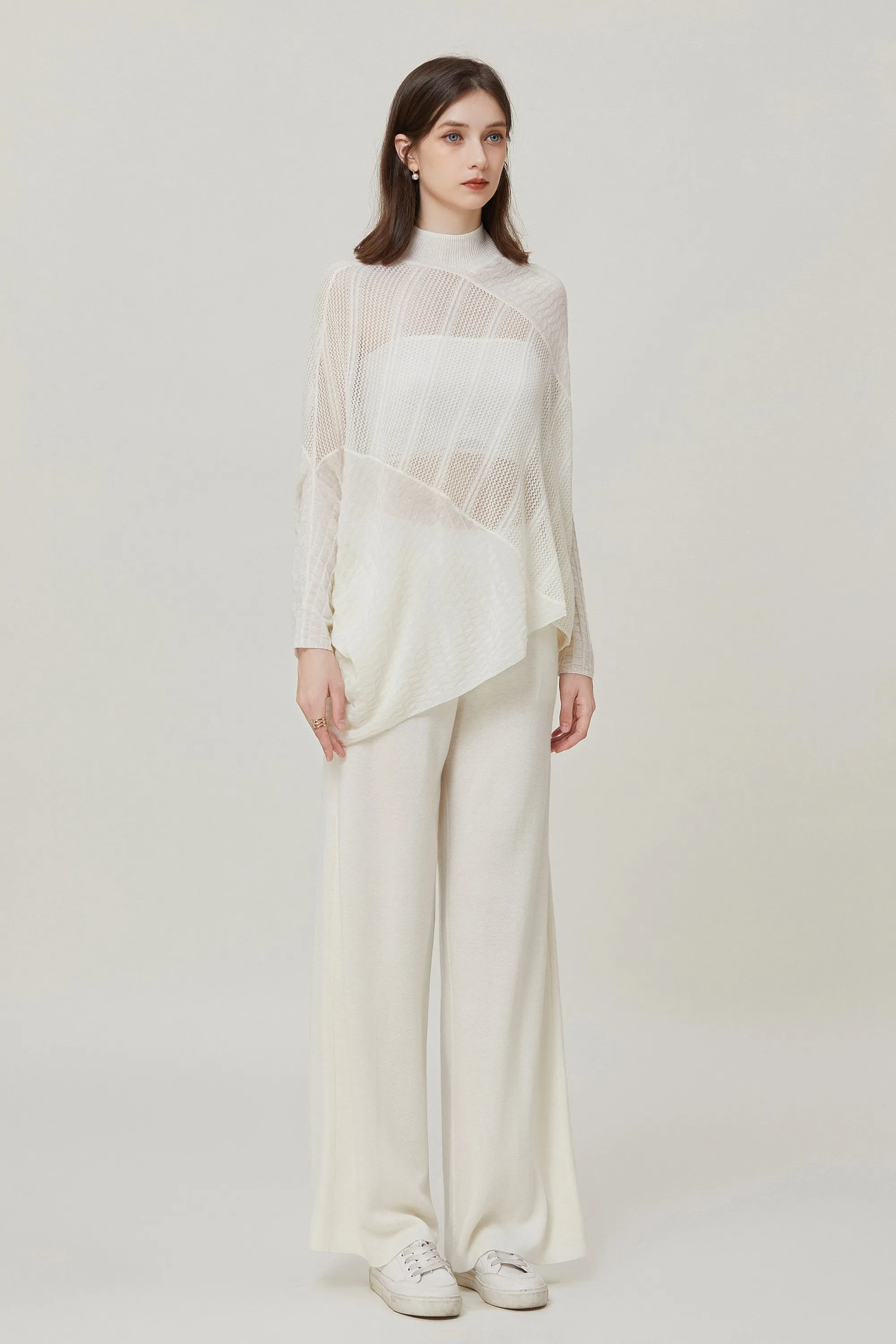 Sylphide | Lille White Semi-Sheer Wool Top