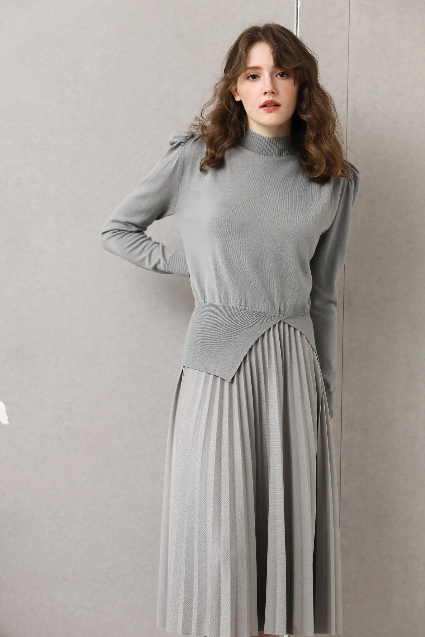 Sylphide | Solene Gray Puff Wool Sweater