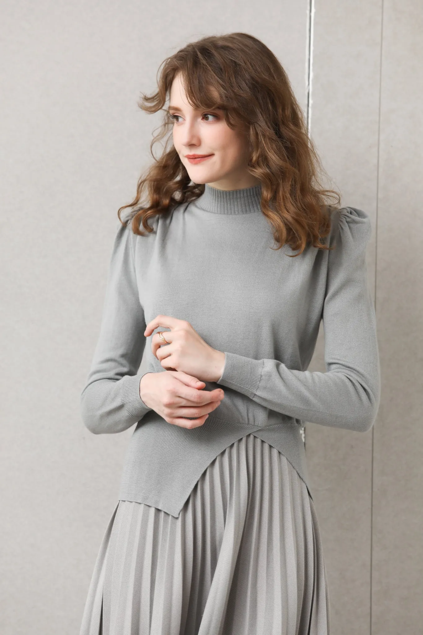 Sylphide | Solene Gray Puff Wool Sweater