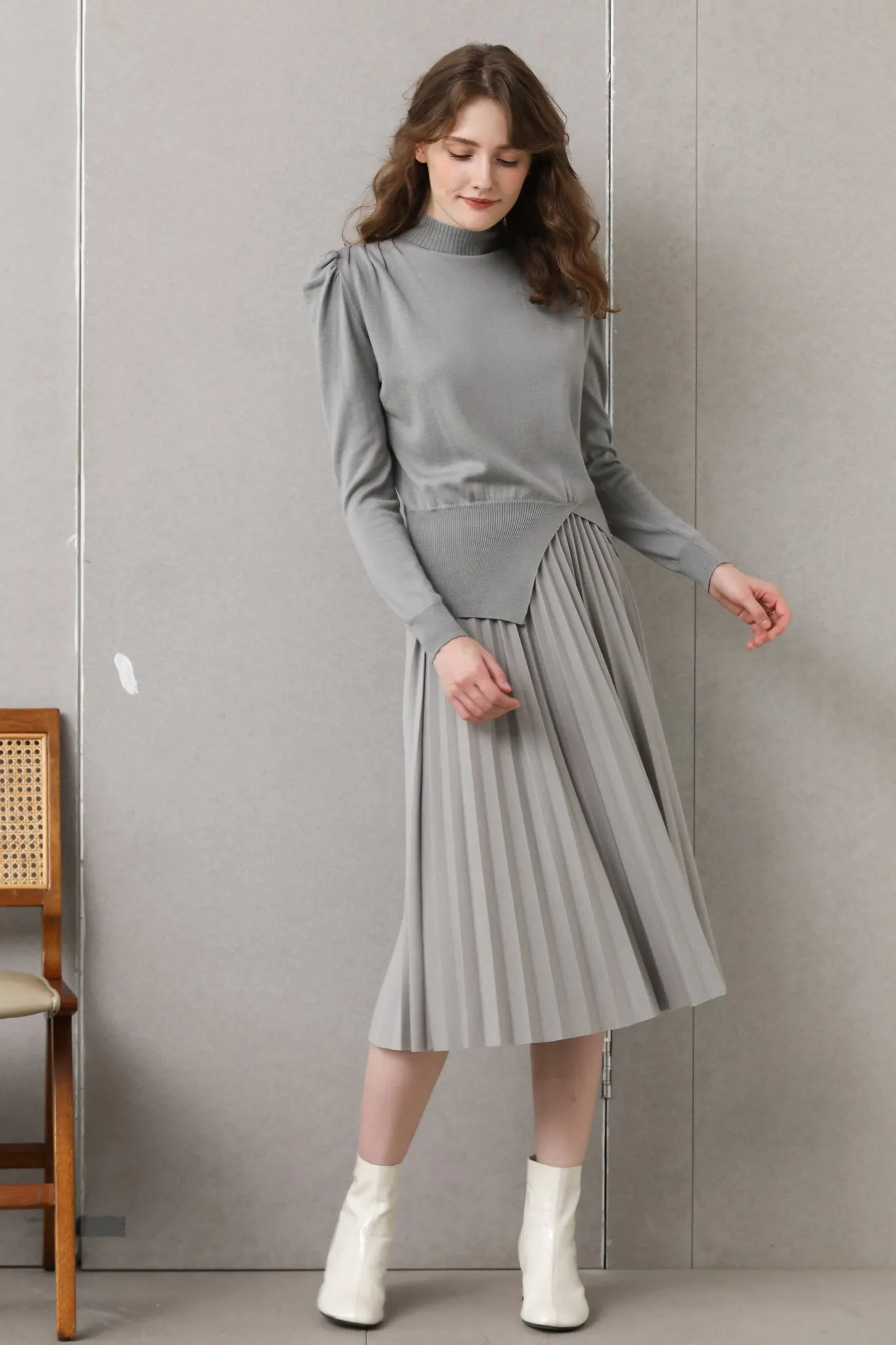 Sylphide | Solene Gray Puff Wool Sweater