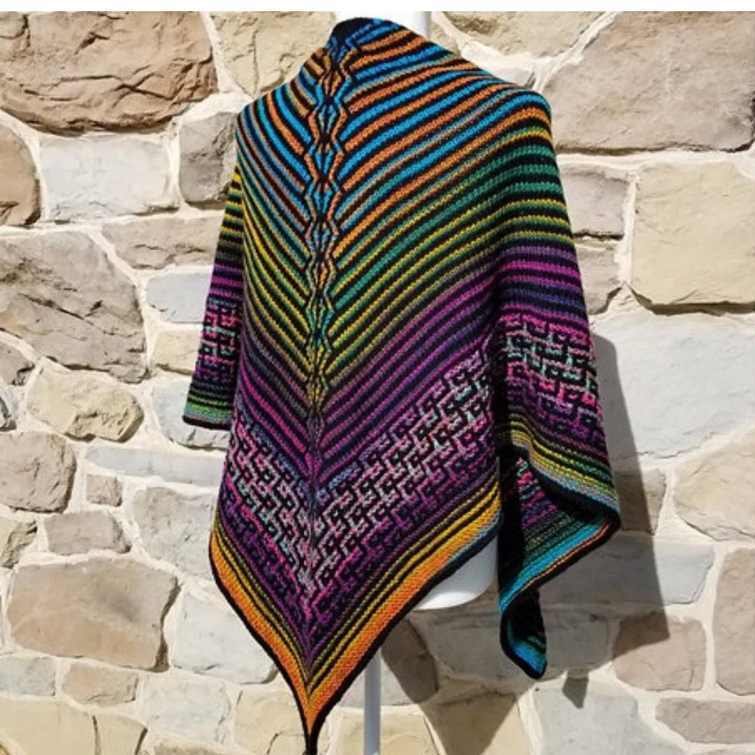 Synchronicity Shawl Kit | Yarn Art Using the Mosaic Knitting Technique