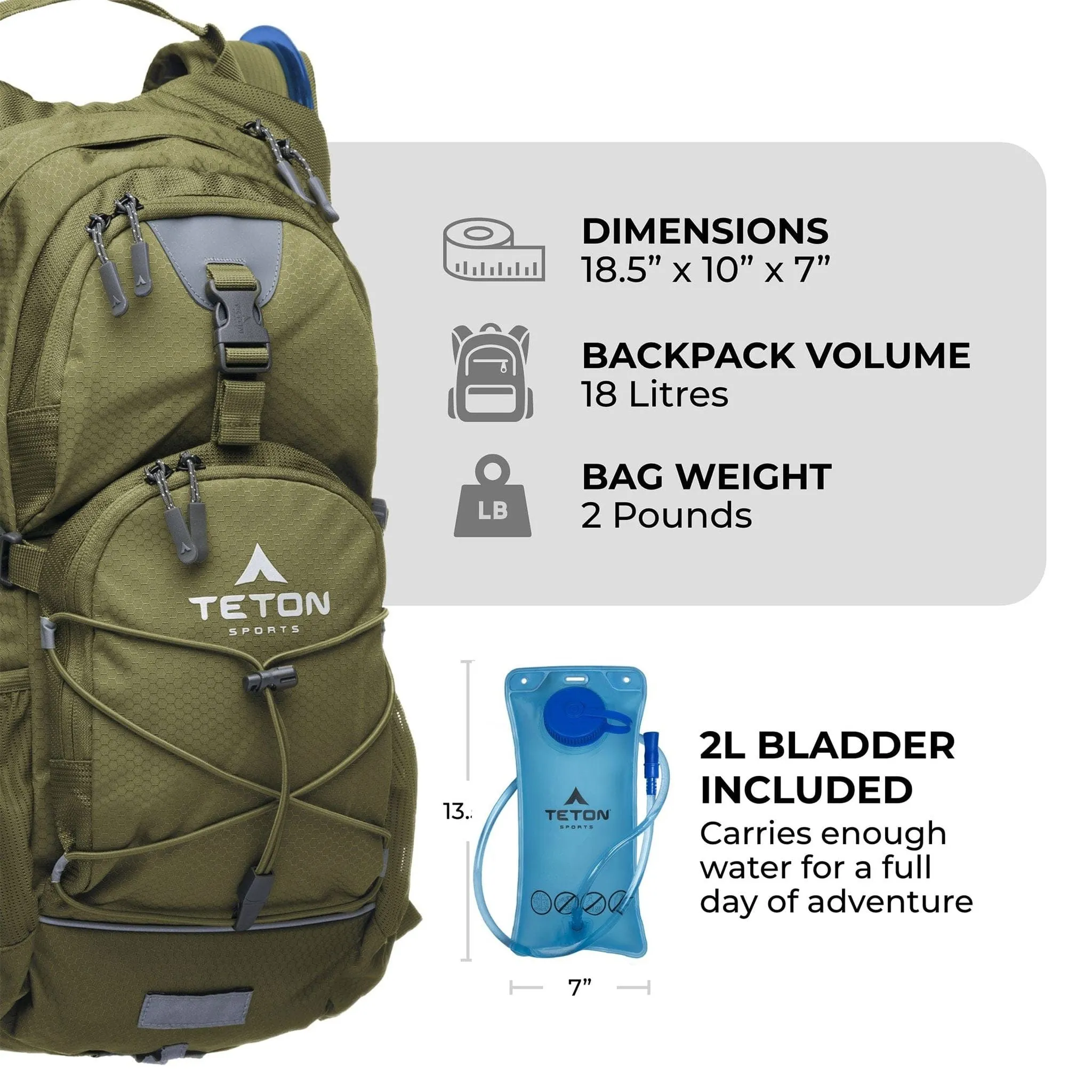 Teton Sports Oasis 18l Hydration Daypack with 2l Bladder in Plum