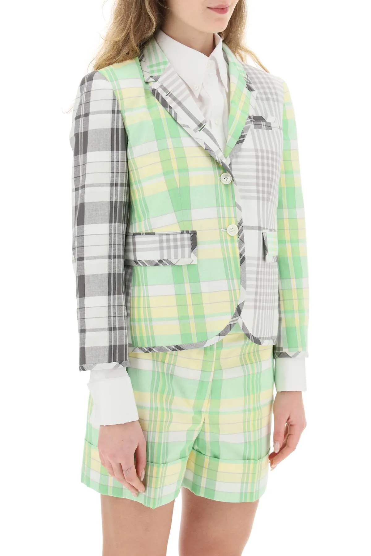 Thom browne fun-mix madras cotton blazer