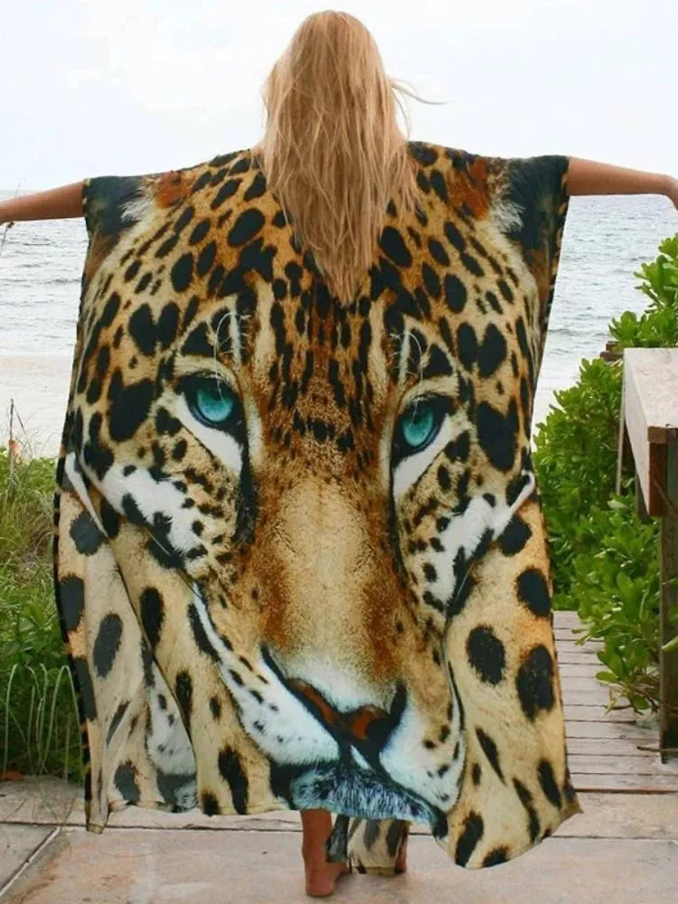 Tiger Printed Kimono Beach Cover Up