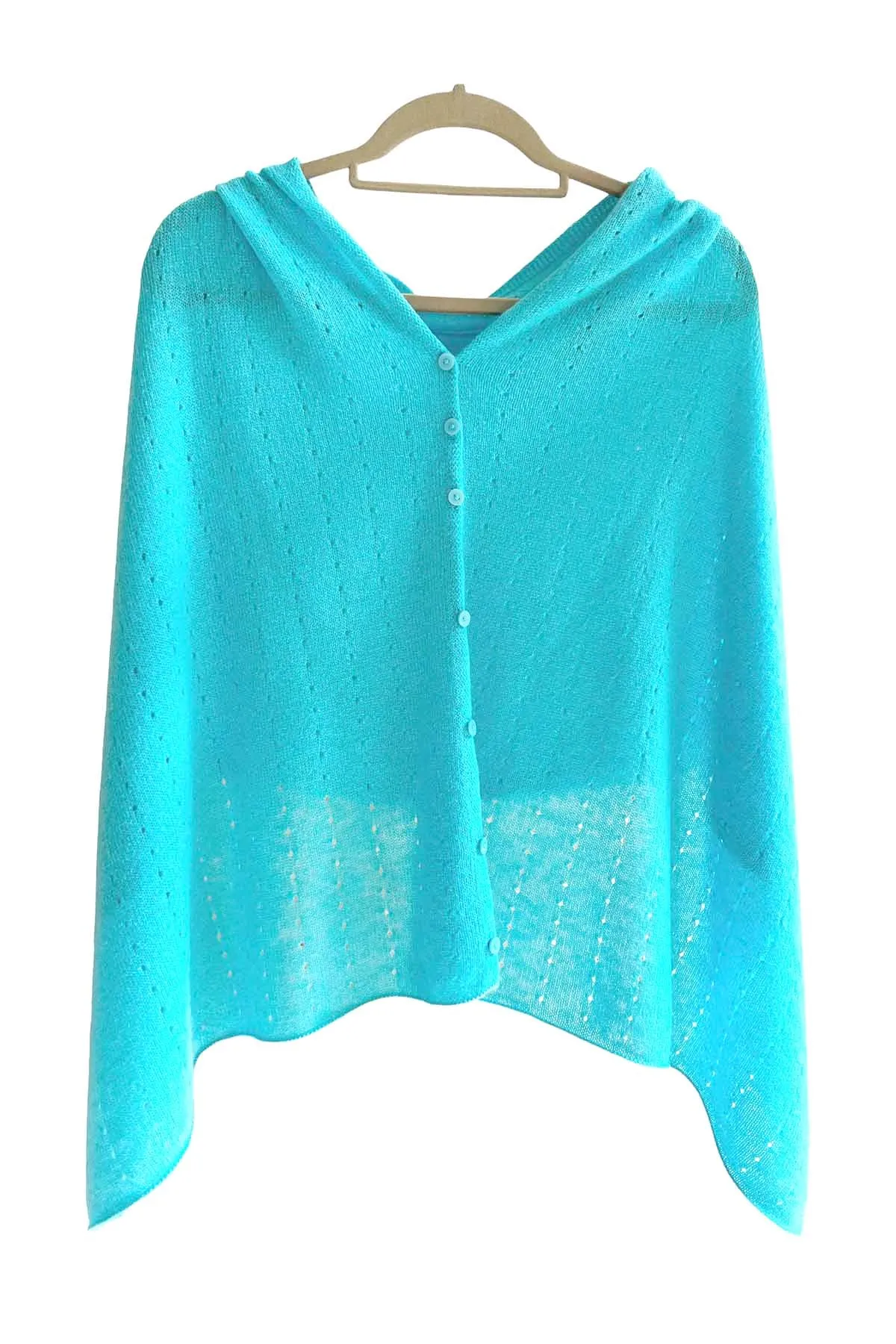 Turquoise cashmere poncho Multiway