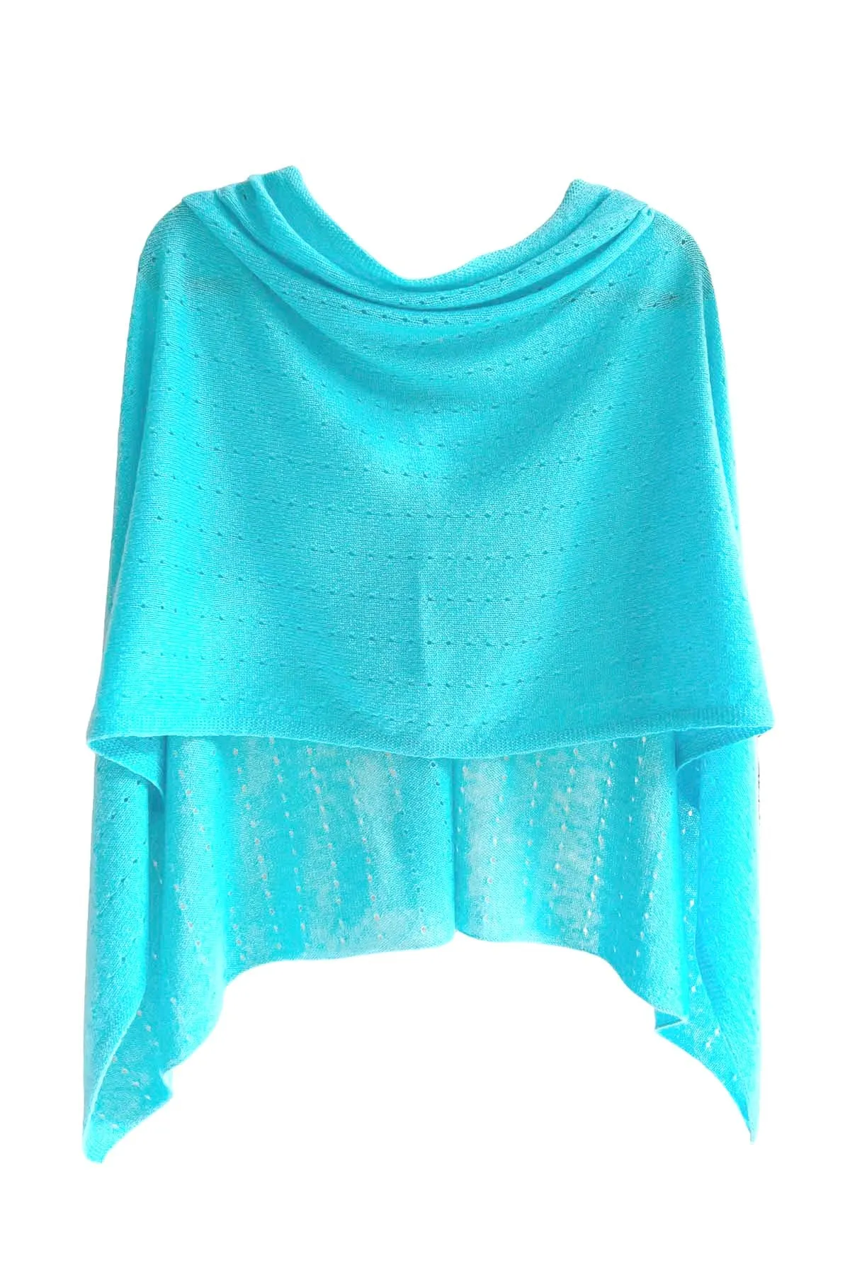 Turquoise cashmere poncho Multiway