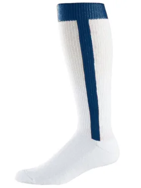 Twin City Knit Navy White Ribbon Stirrup Baseball Socks (L)