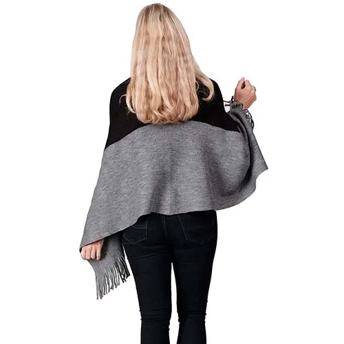 Two Tone Convertible Sweater Poncho