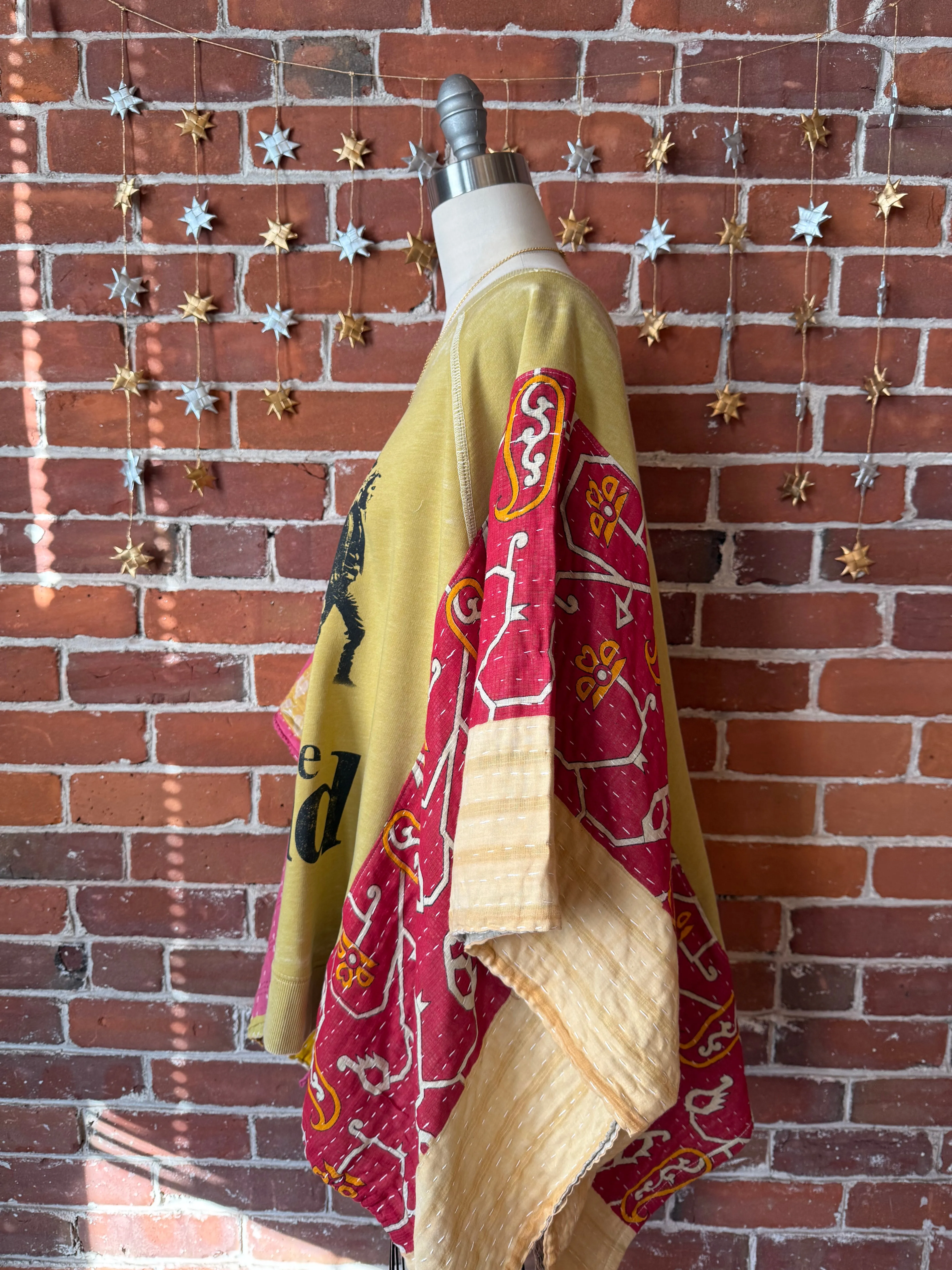 Upcycled The Band Kantha Poncho Sweatshirt