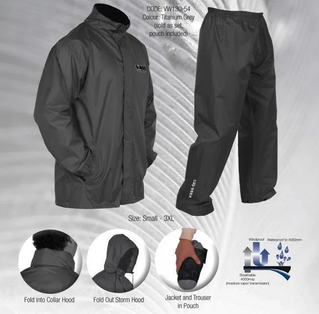 VASS-TEX ‘LIGHT’ PACKAWAY JACKET AND TROUSER SET in Grey