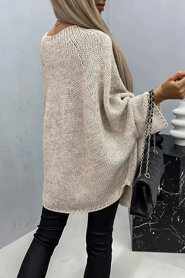 Vila Poncho Blouse in Ribbed Knit