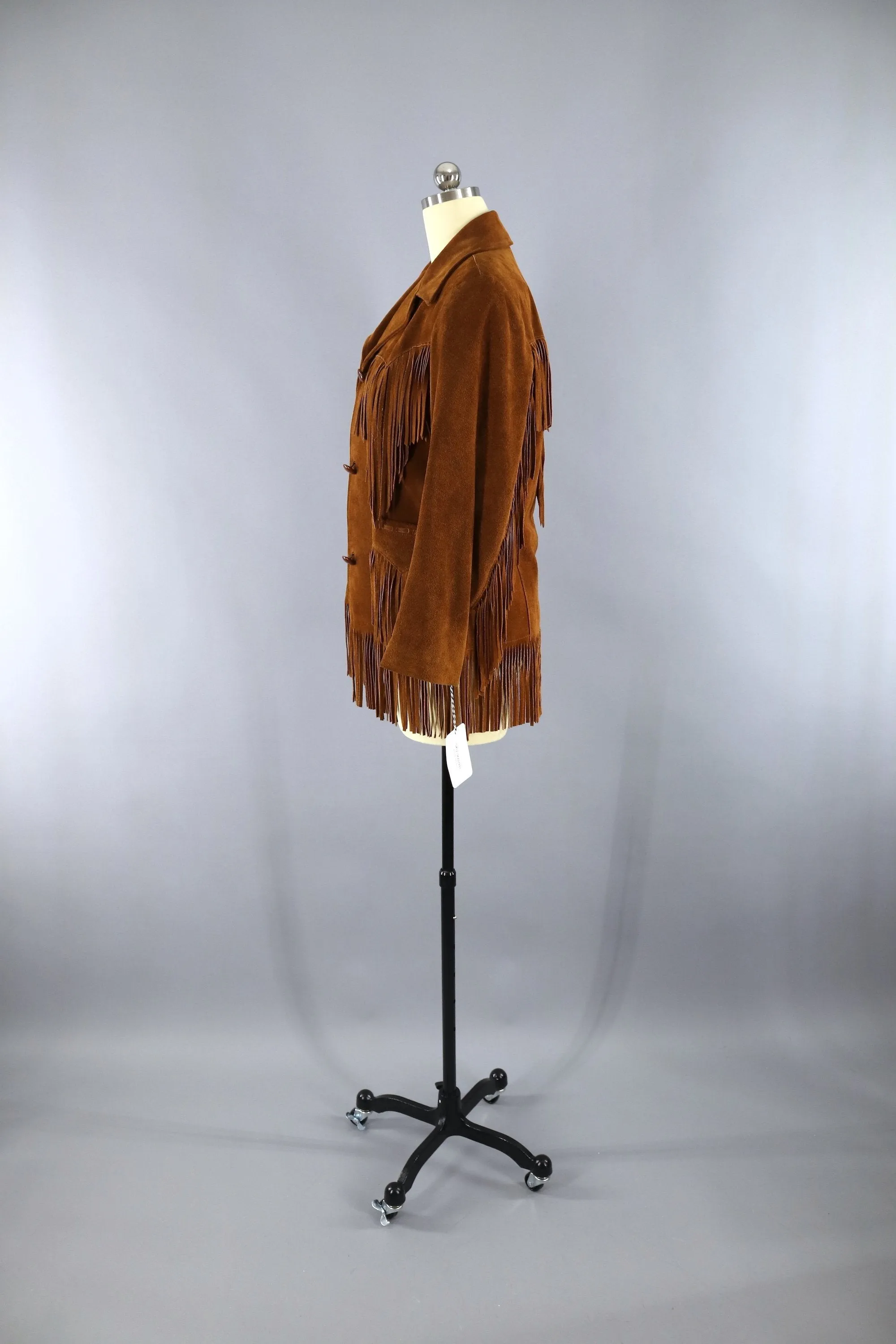 Vintage 1970s Brown Suede Fringed Jacket / Ms. Pioneer