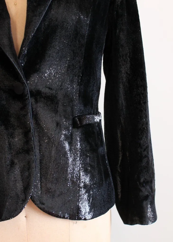 Vintage 1990s Giorgio Armani Black Shimmer Blazer