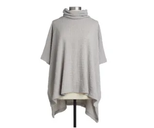 Waffle Knit Poncho - Gray