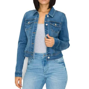 Wax Jeans Women's Basic Button Down Denim Jean Jacket