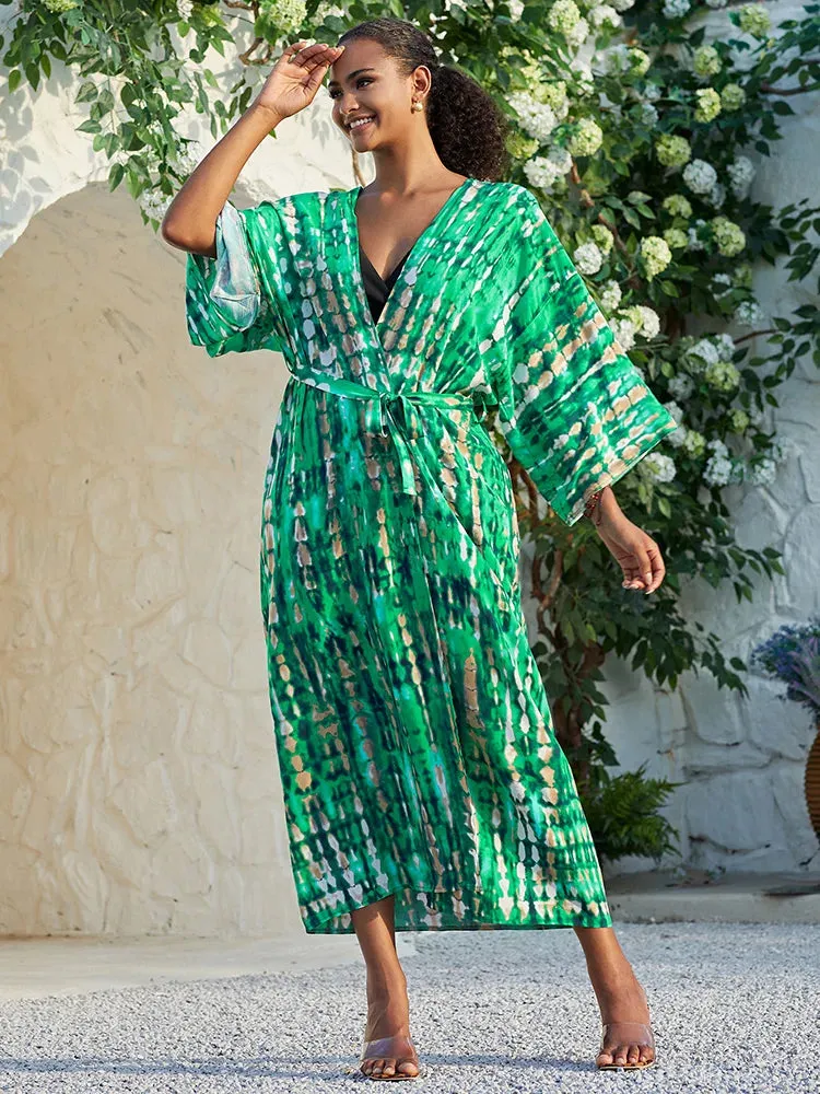 Women's Bohemian Tie dye Kimono Dress